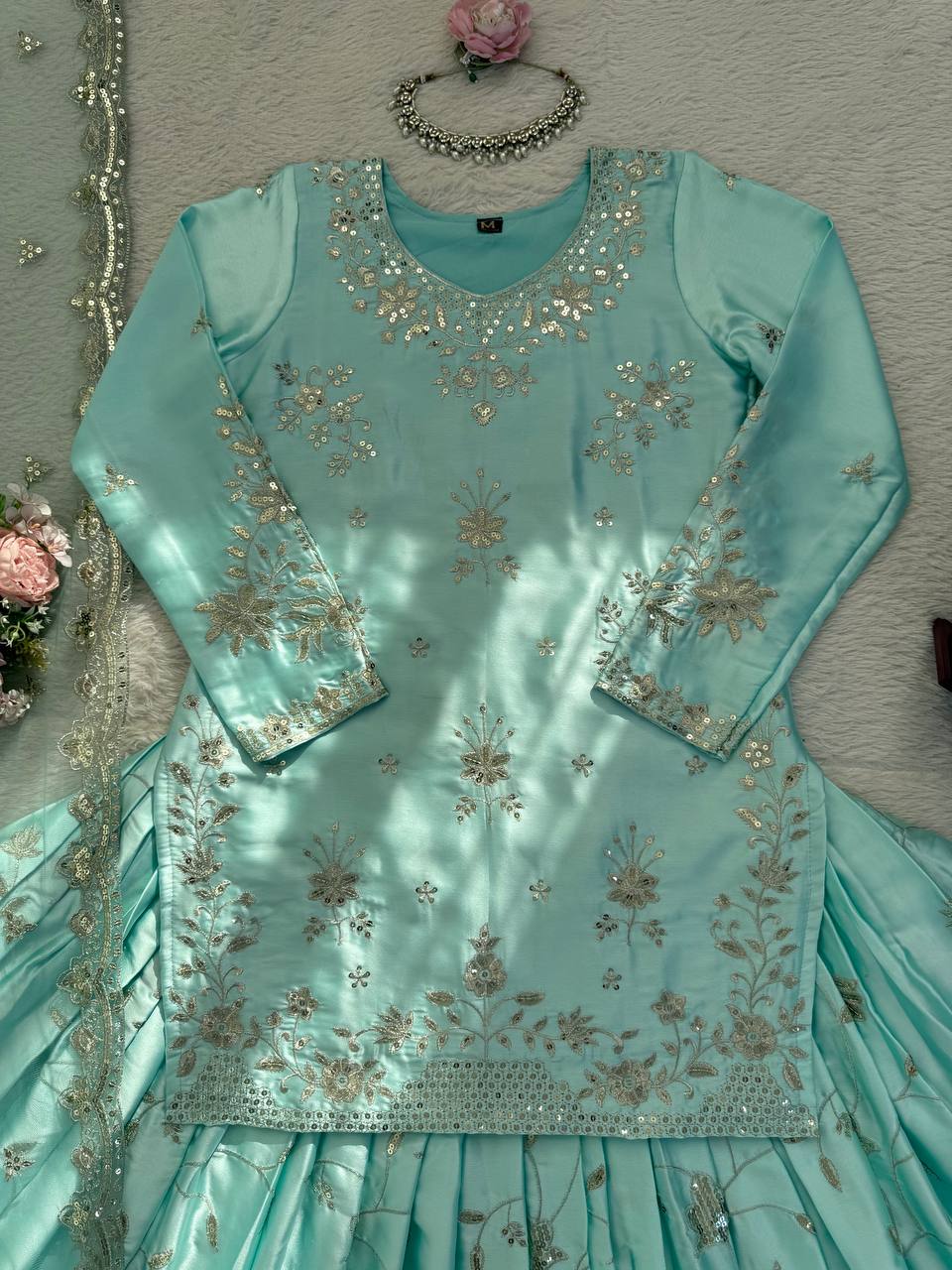 Aamna Sharif Inspired Blue Skirt Suit