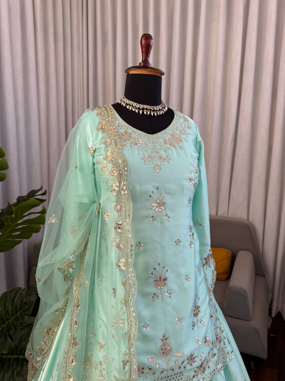 Aamna Sharif Inspired Blue Skirt Suit
