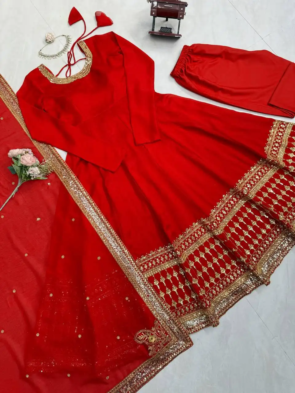 Aisha Khan Inspired Red Anarkali Dress
