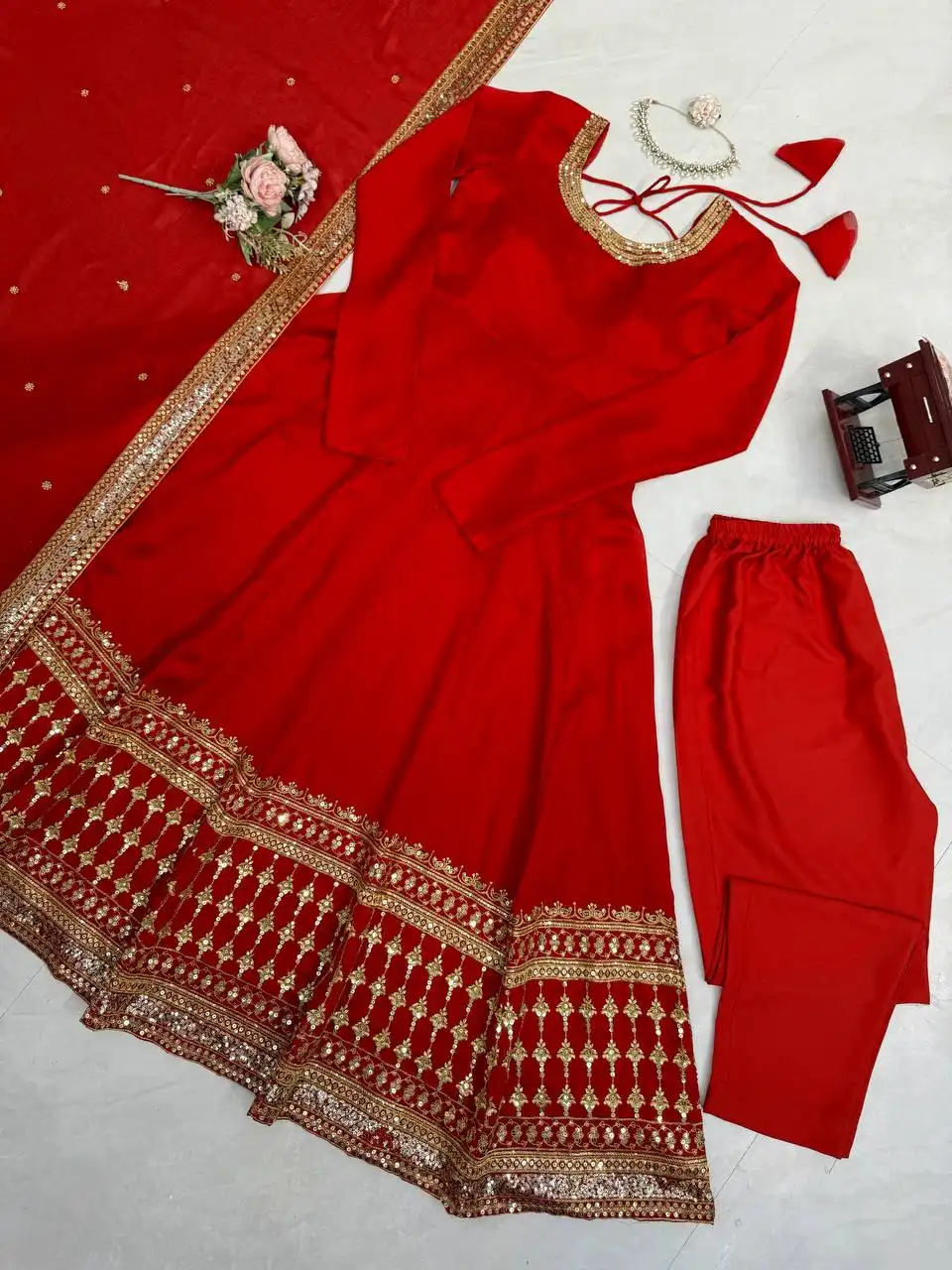 Aisha Khan Inspired Red Anarkali Dress