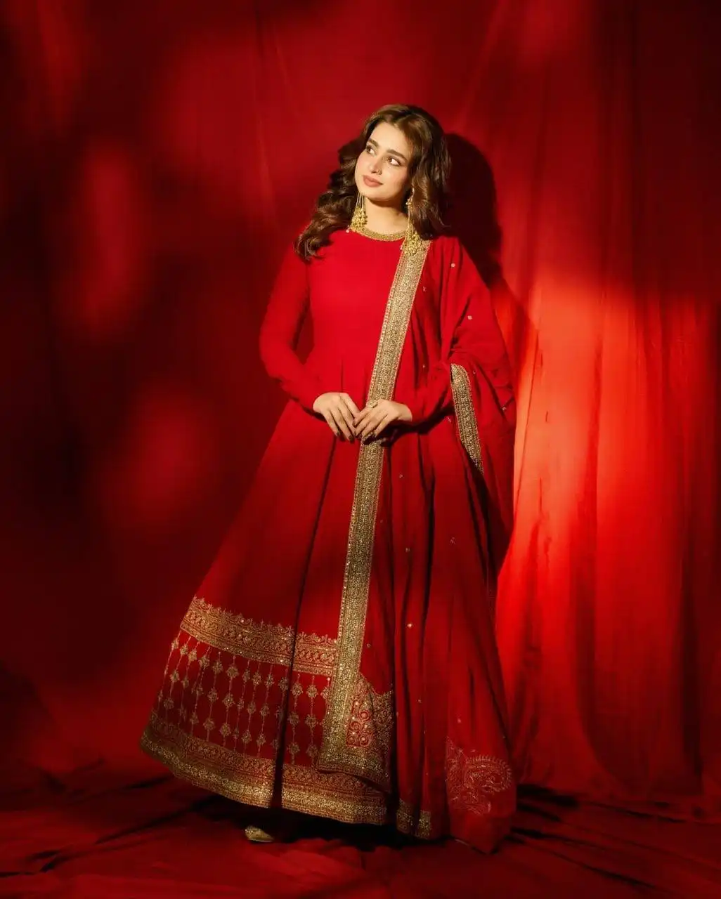 Aisha Khan Inspired Red Anarkali Dress