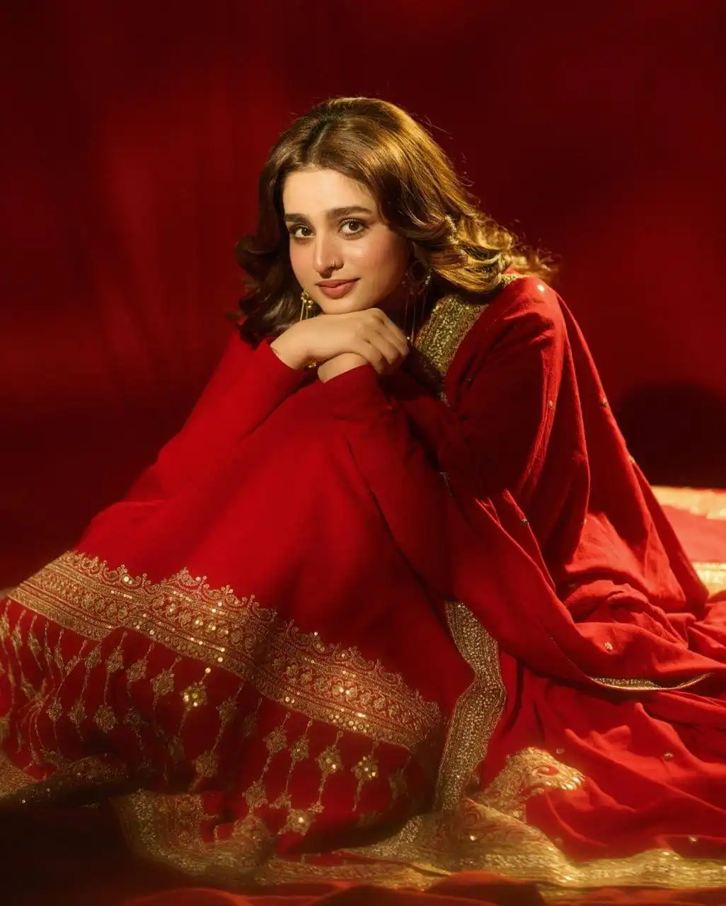 Aisha Khan Inspired Red Anarkali Dress