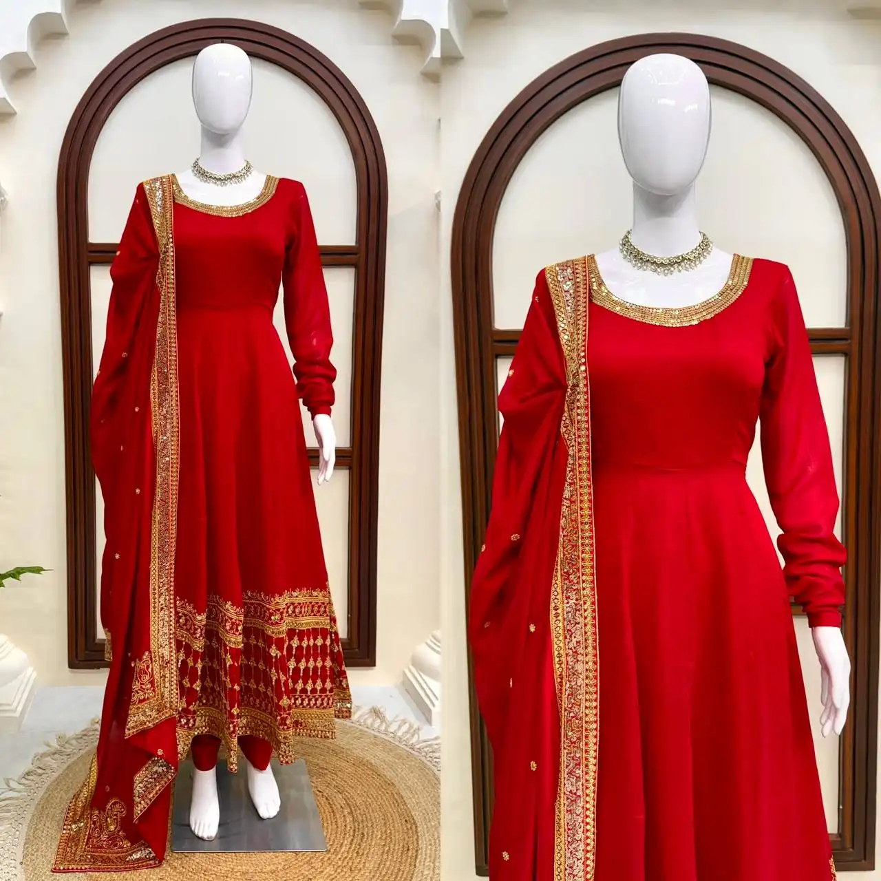 Aisha Khan Inspired Red Anarkali Dress