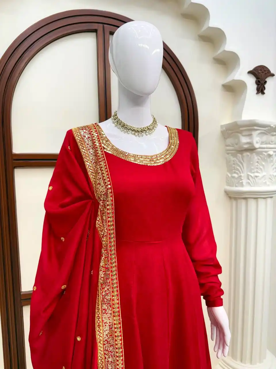 Aisha Khan Inspired Red Anarkali Dress