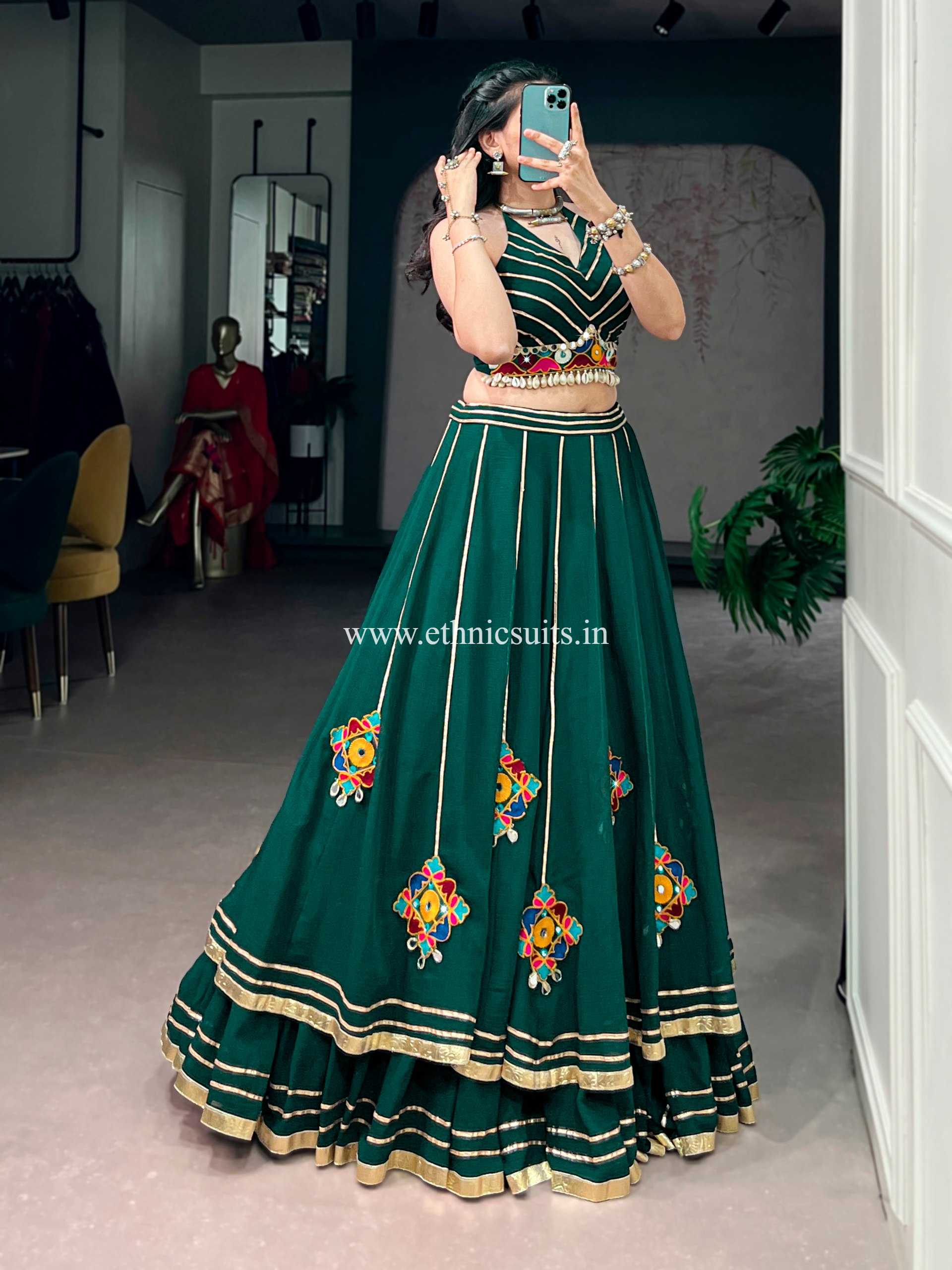 Big Flair Green Chaniya Choli for Navratri 2026
