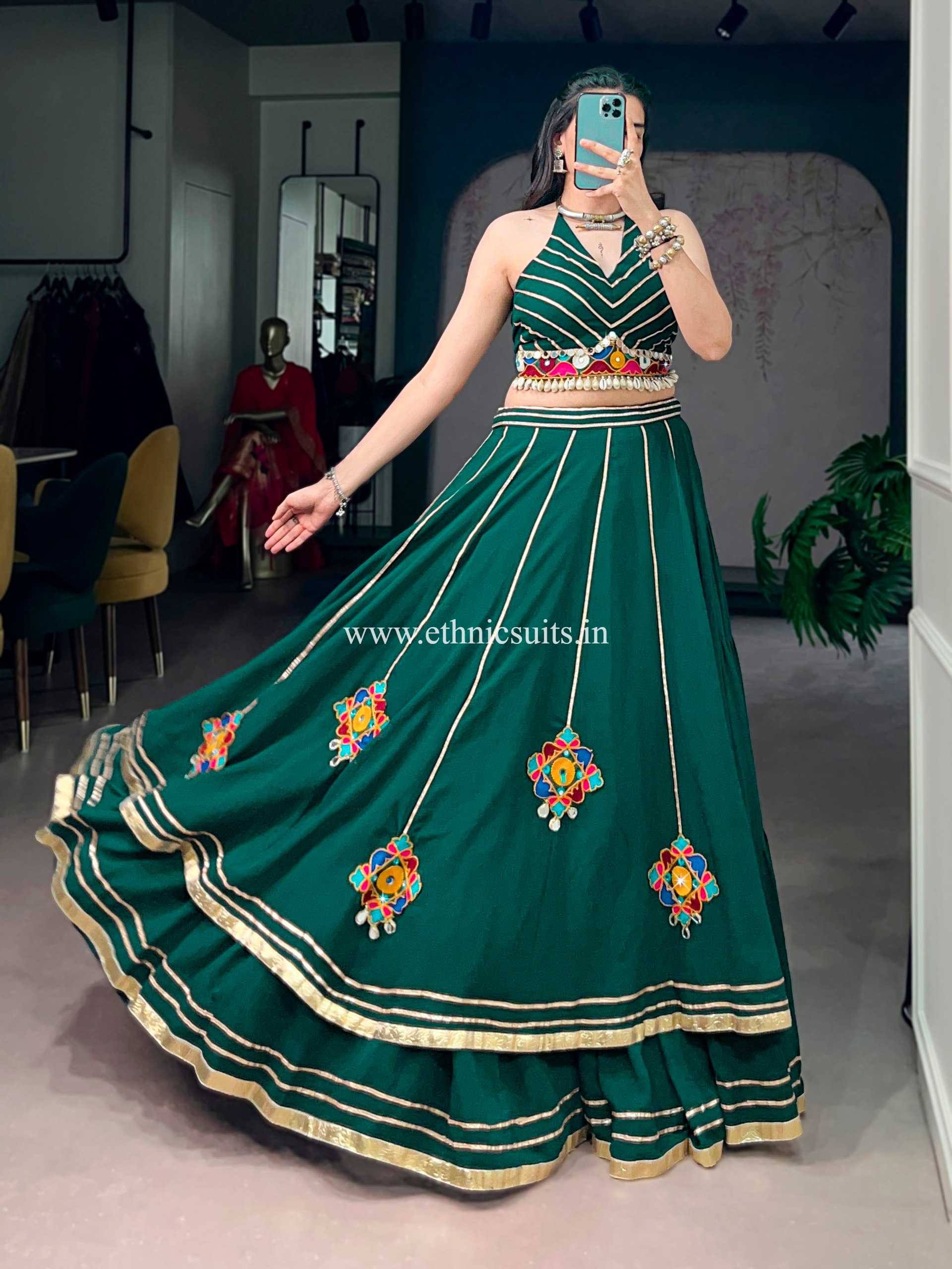 Big Flair Green Chaniya Choli for Navratri 2026