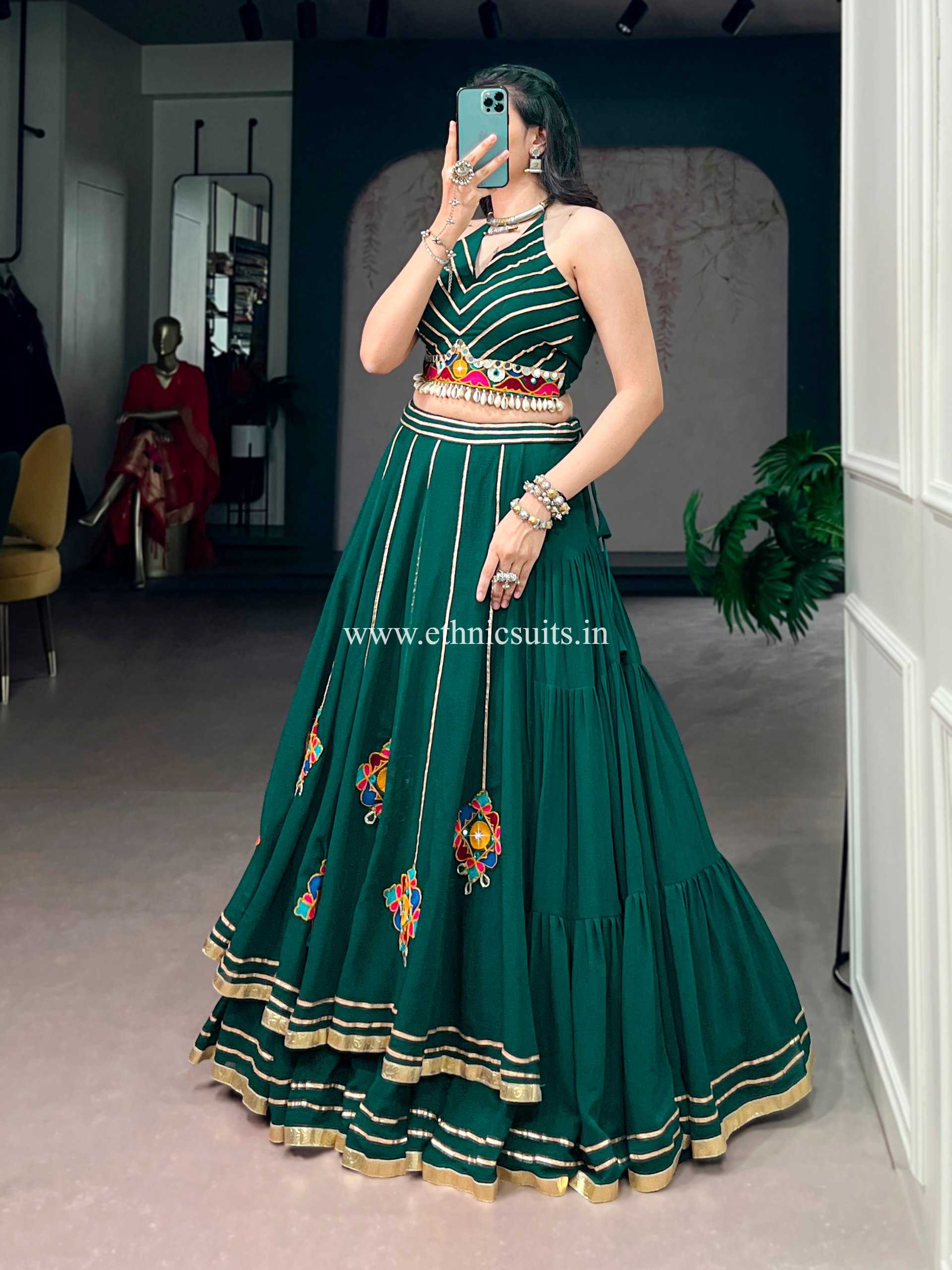 Big Flair Green Chaniya Choli for Navratri 2026