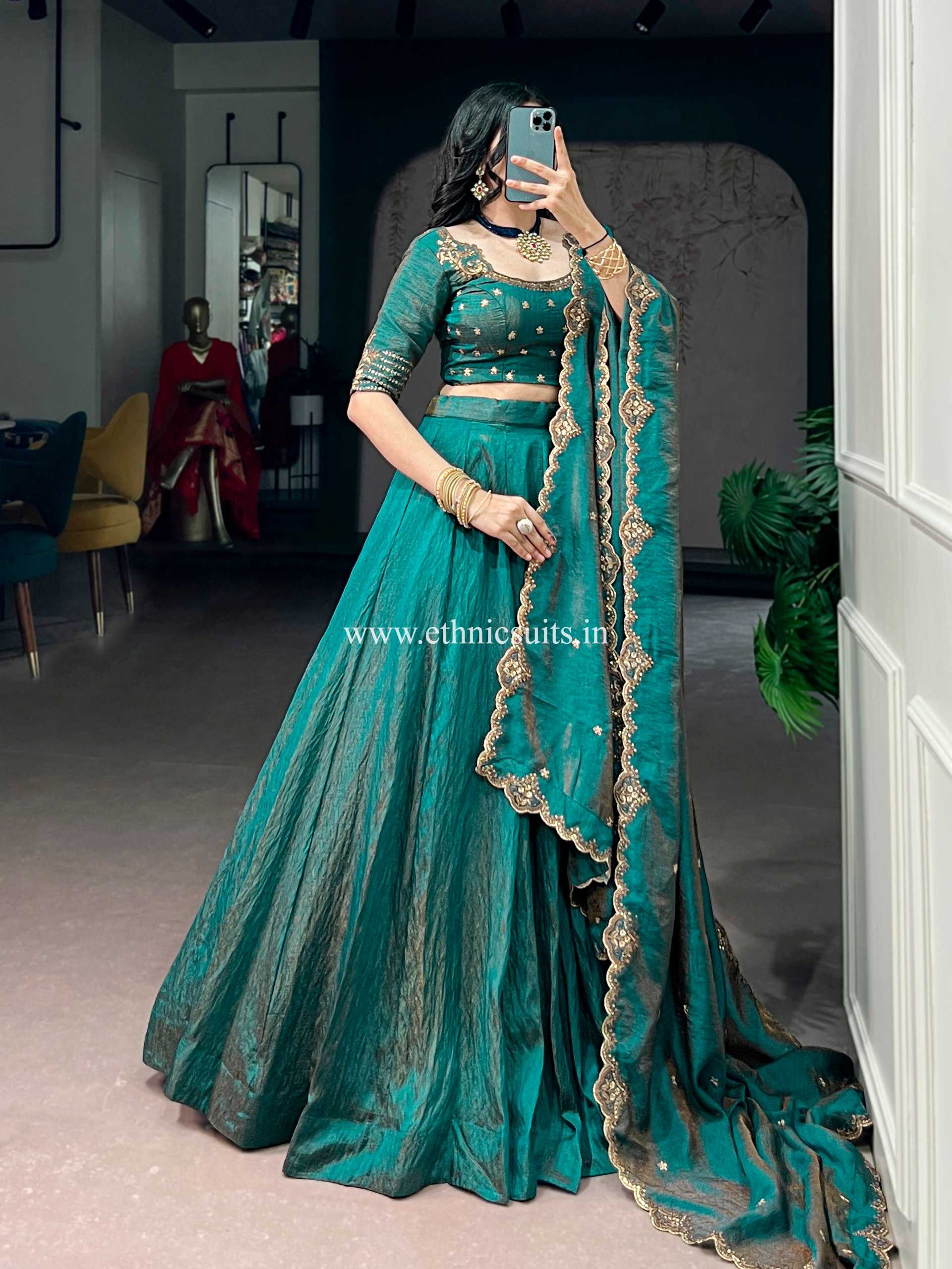 Blue Color Plain Lehenga Choli for Wedding