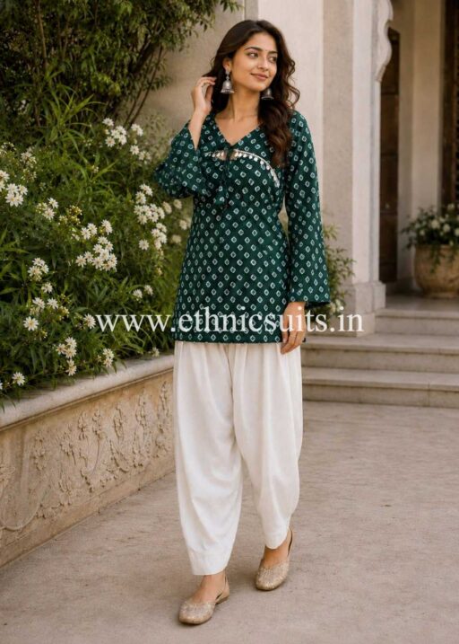 Cotton Printed Boat Neck kurta with Bottom