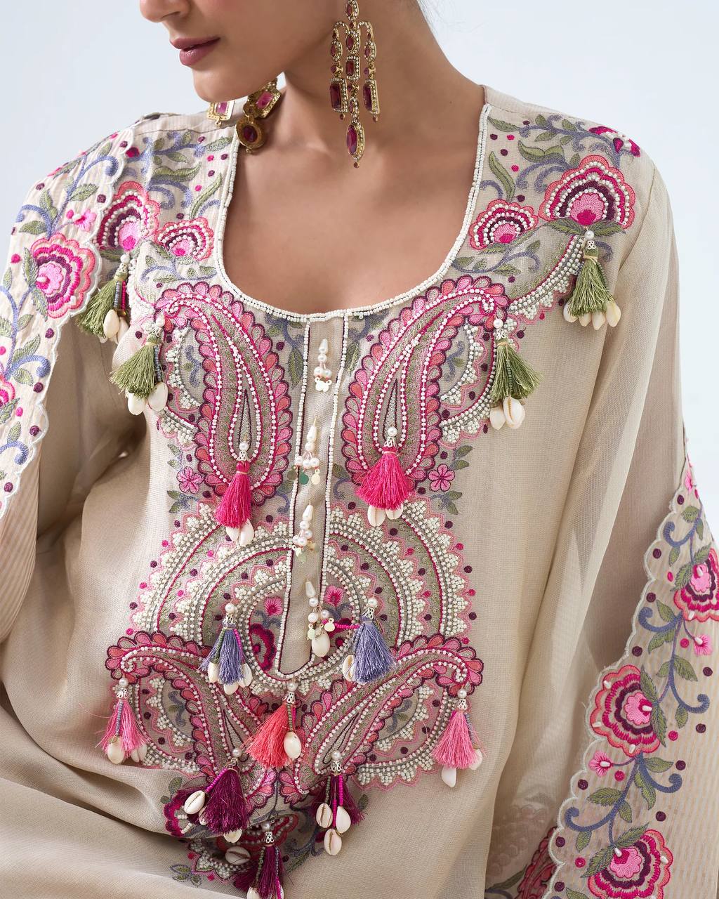 Creme Pakistani Style Farsi Salwar Suit