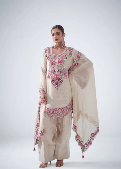 Creme Pakistani Style Farsi Salwar Suit