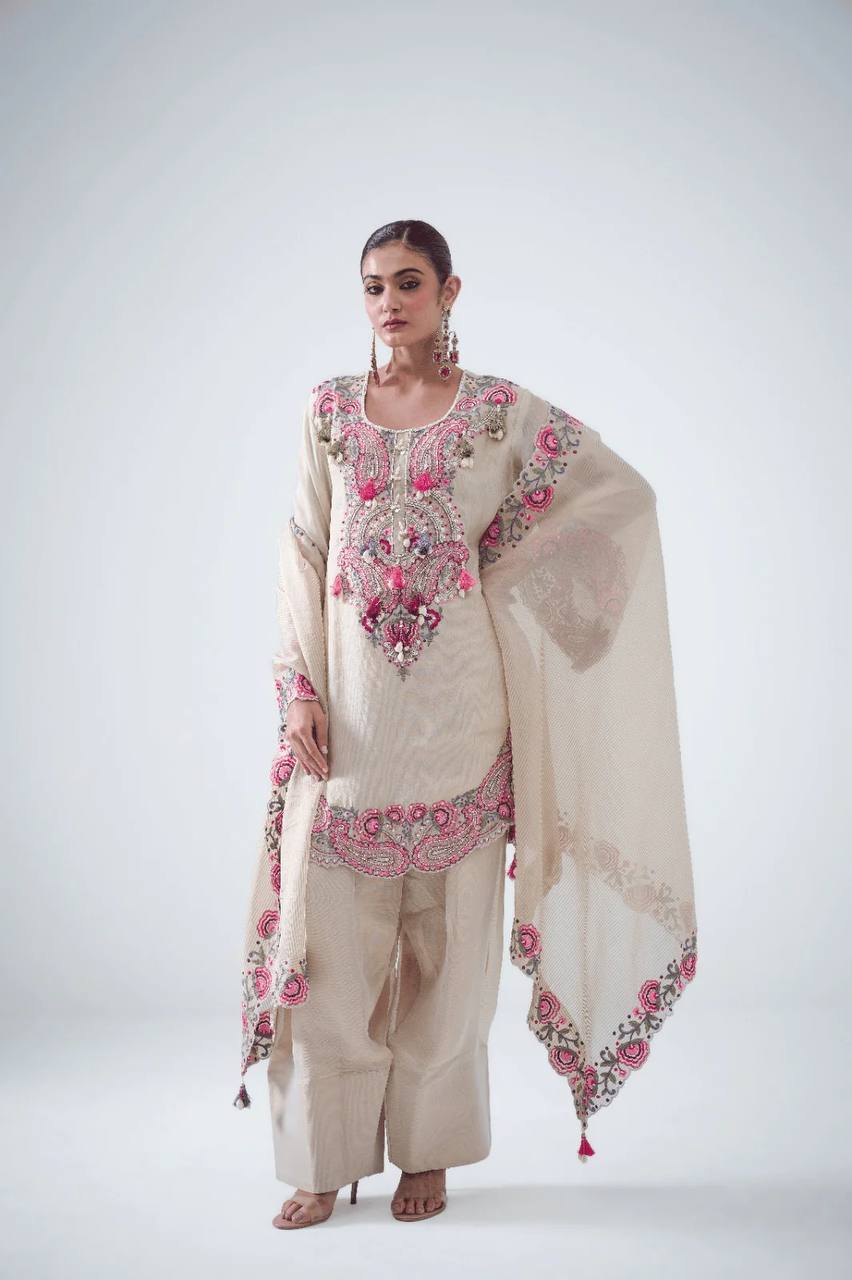 Creme Pakistani Style Farsi Salwar Suit