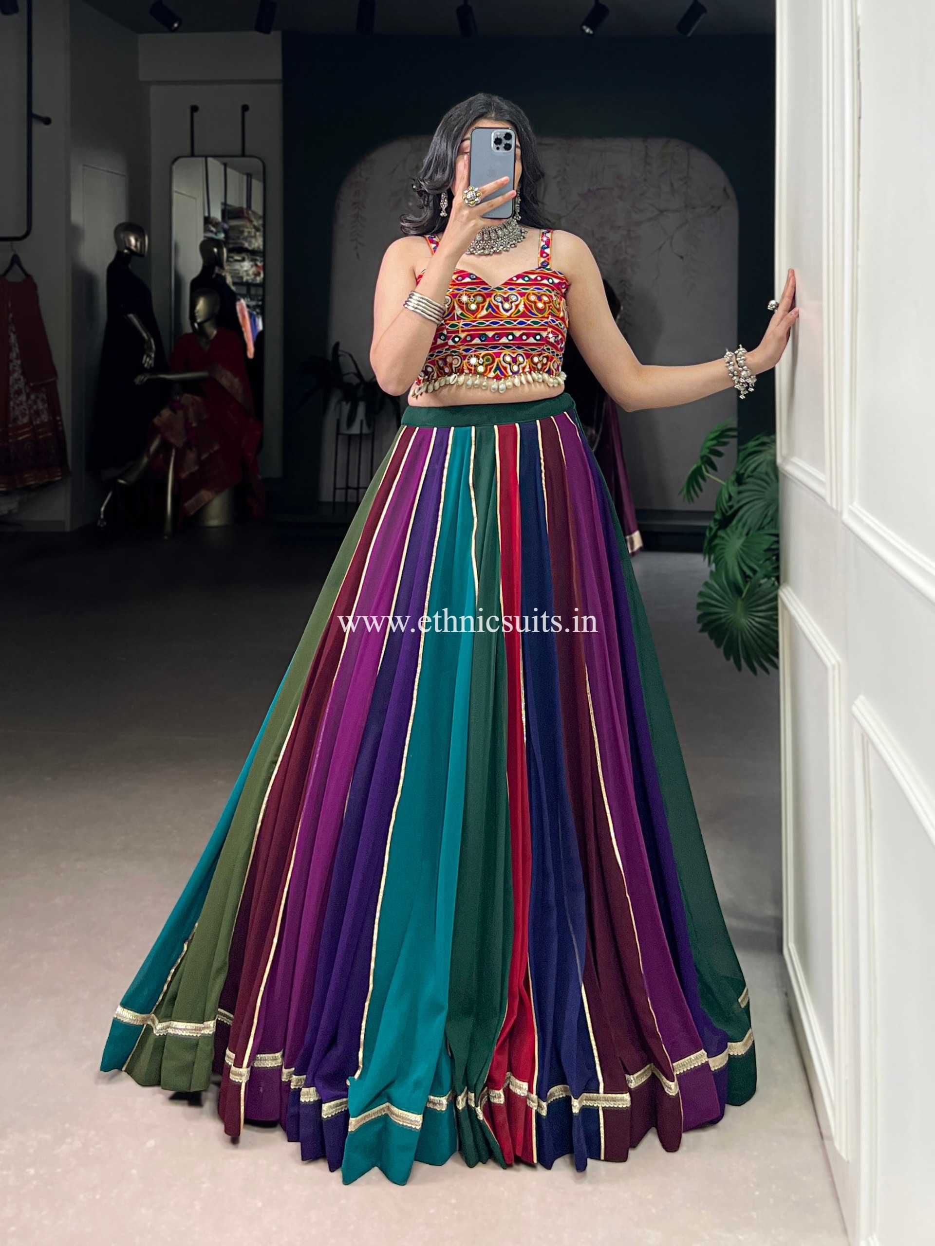 Dark Shade Multi Color Chaniya Choli