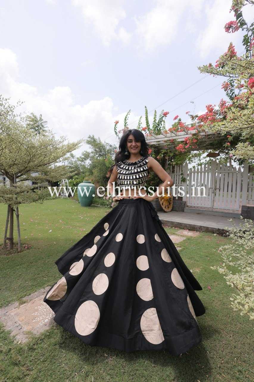 Designer Black Chaniya with Fancy Mirror work Choli for Navratri