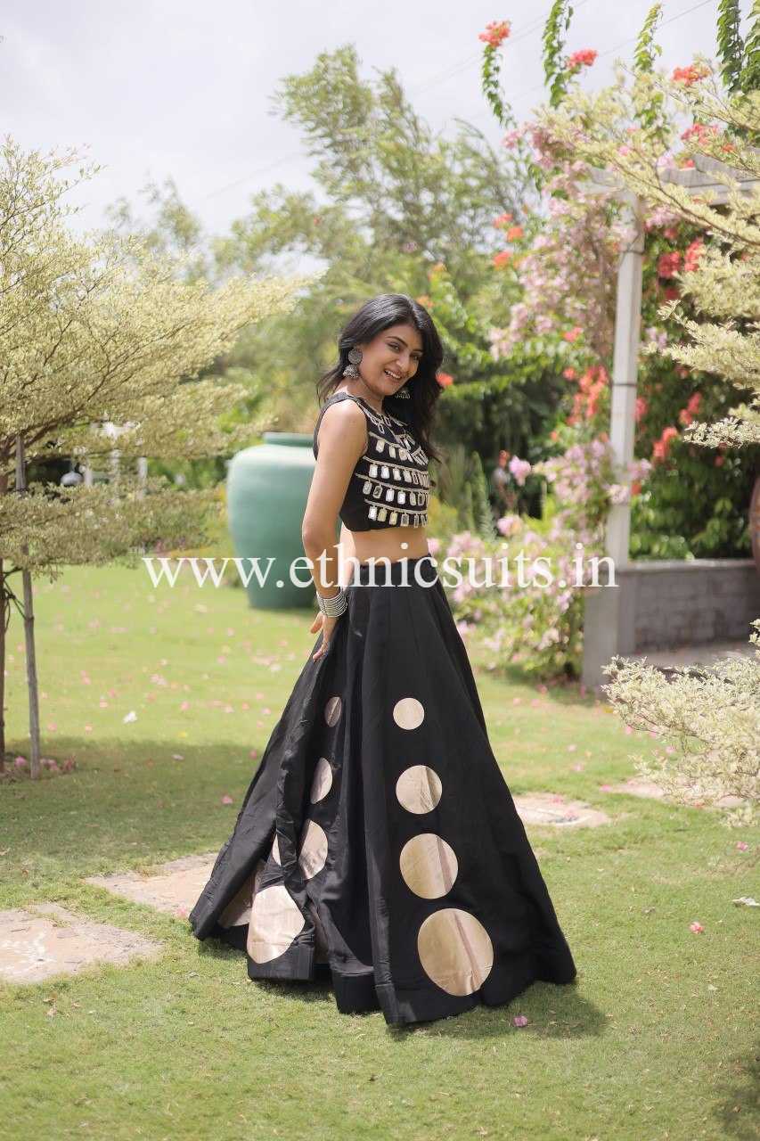 Designer Black Chaniya with Fancy Mirror work Choli for Navratri