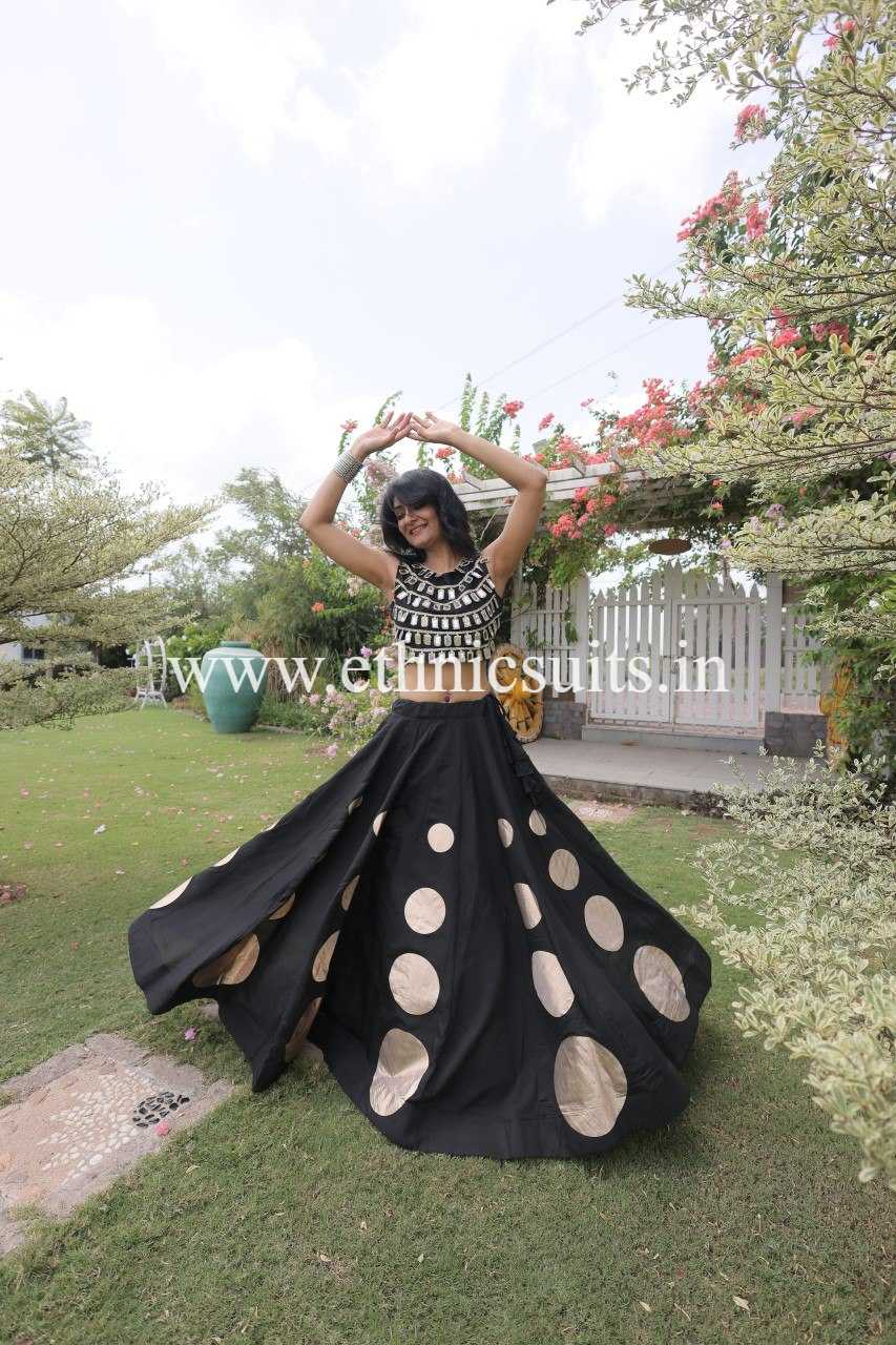 Designer Black Chaniya with Fancy Mirror work Choli for Navratri