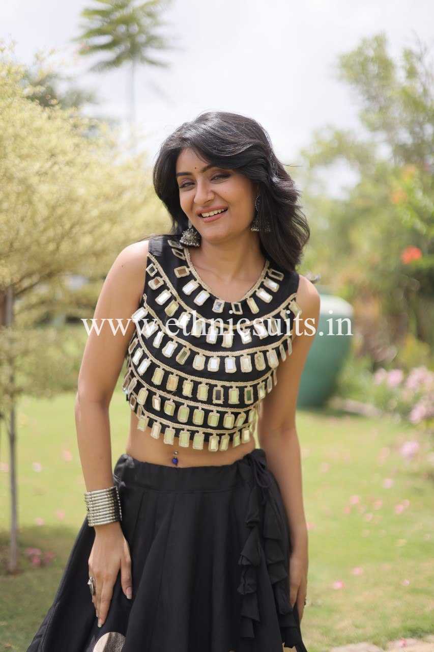 Designer Black Chaniya with Fancy Mirror work Choli for Navratri