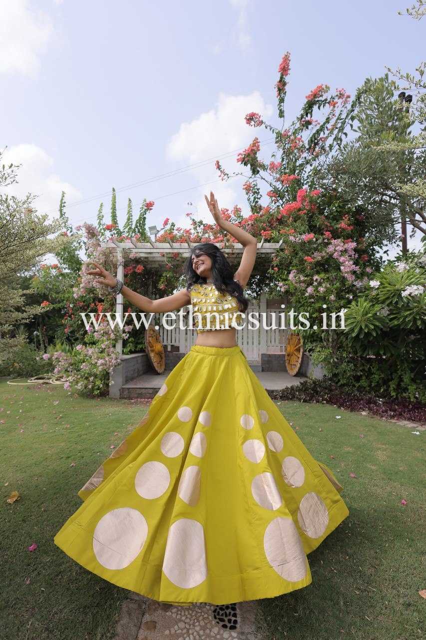 Designer Mint Green Chaniya with Fancy Mirror work Choli for Navratri