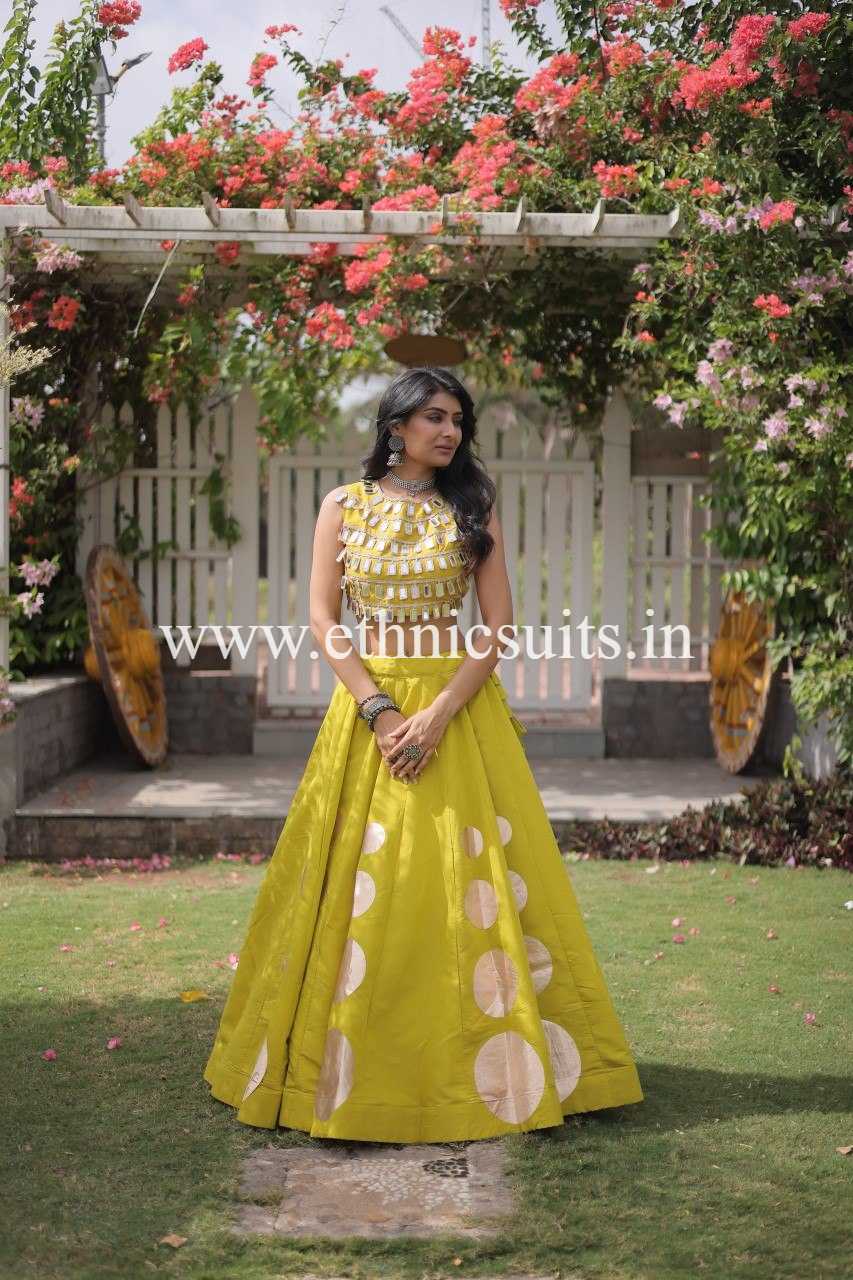 Designer Mint Green Chaniya with Fancy Mirror work Choli for Navratri