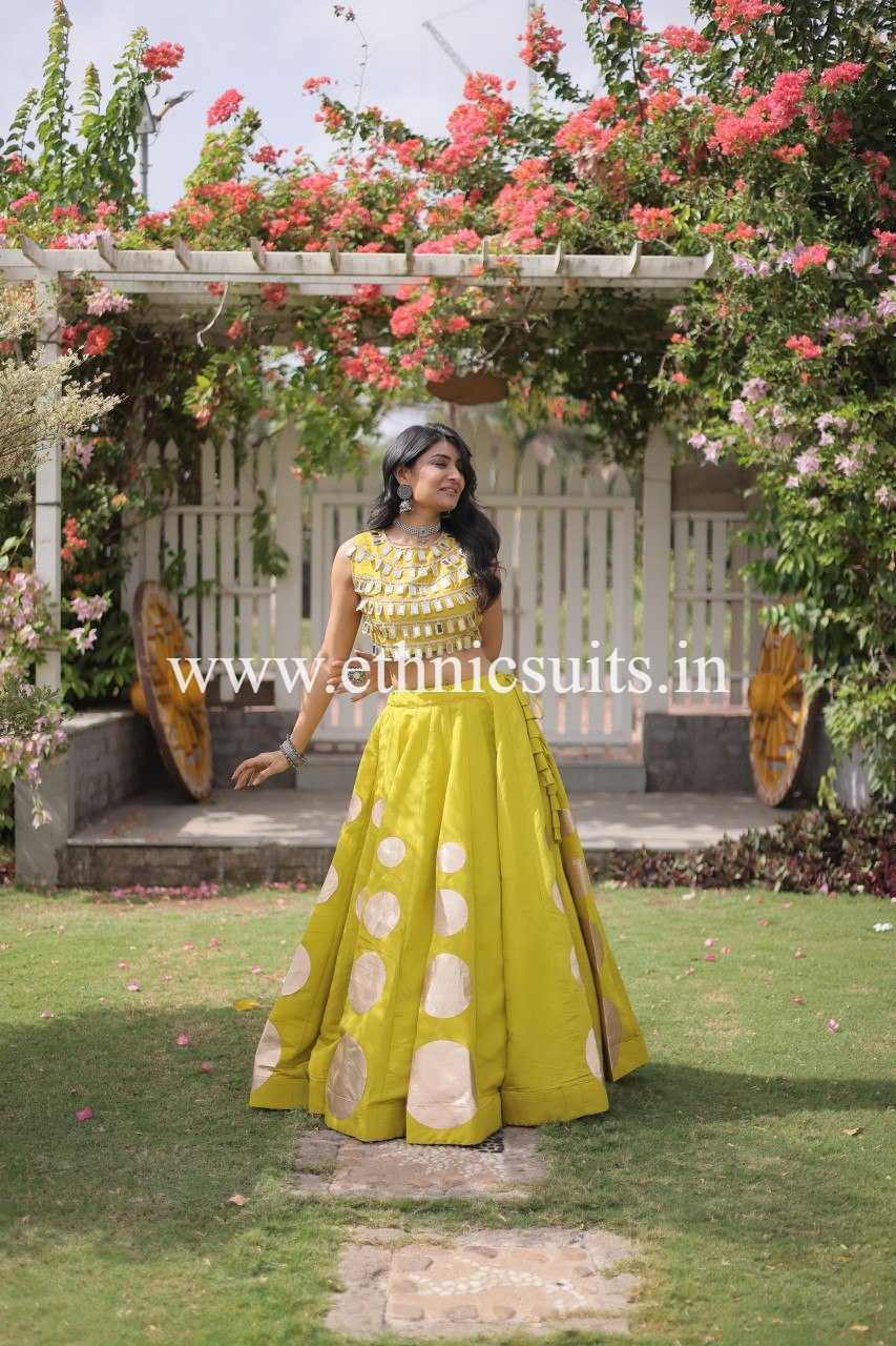 Designer Mint Green Chaniya with Fancy Mirror work Choli for Navratri