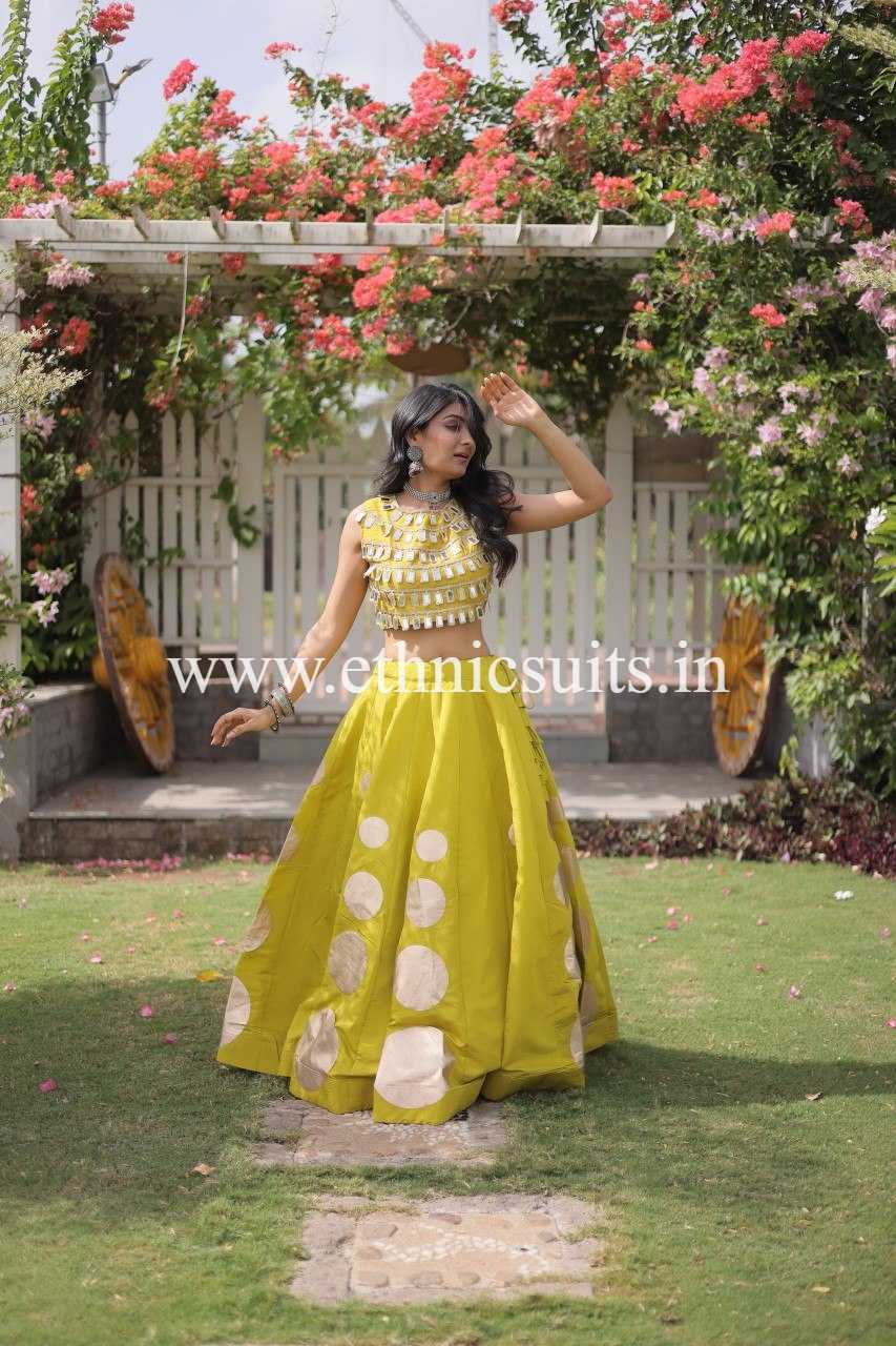Designer Mint Green Chaniya with Fancy Mirror work Choli for Navratri