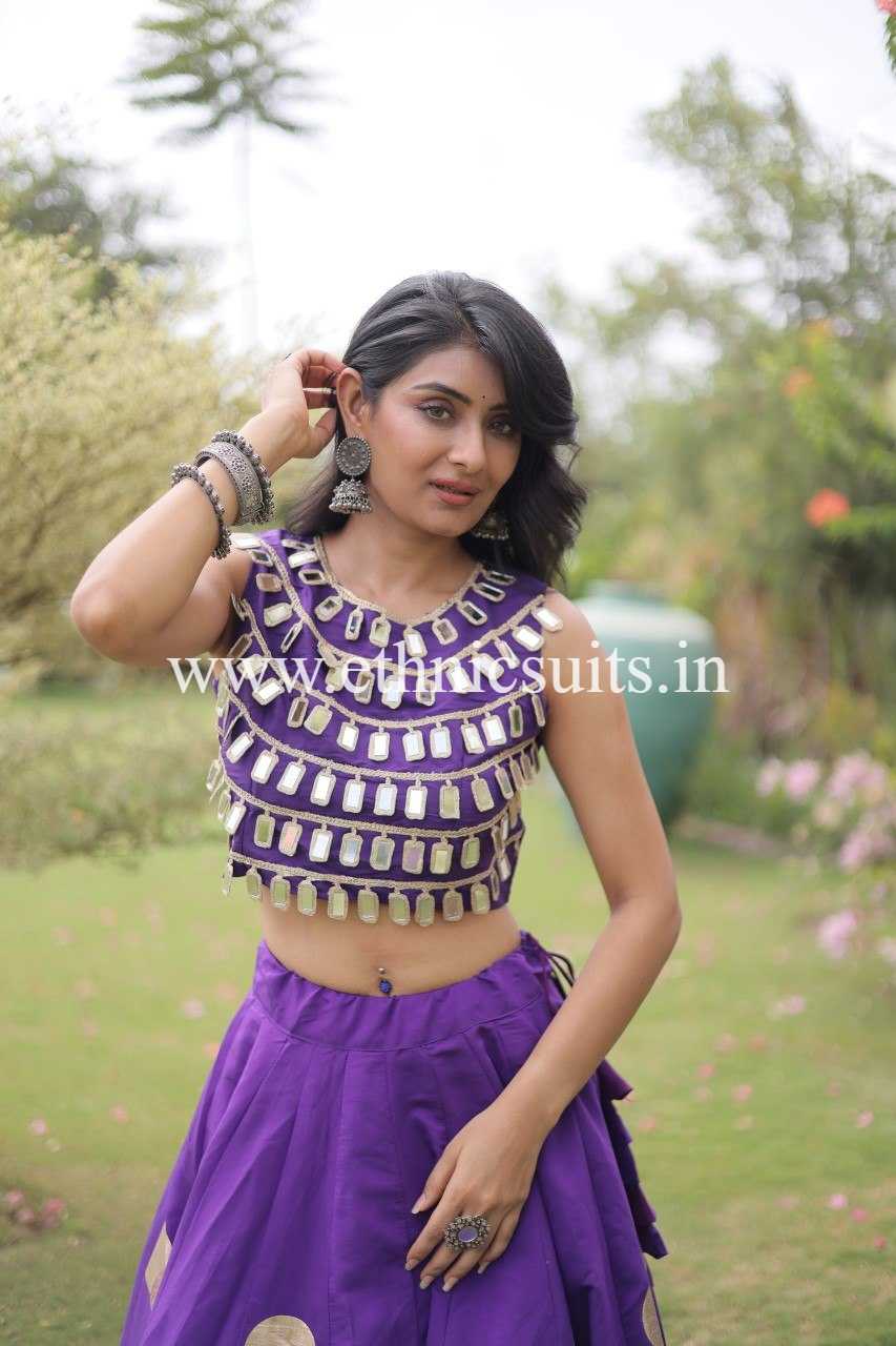 Designer Navy Blue Chaniya with Fancy Mirror work Choli for Navratri