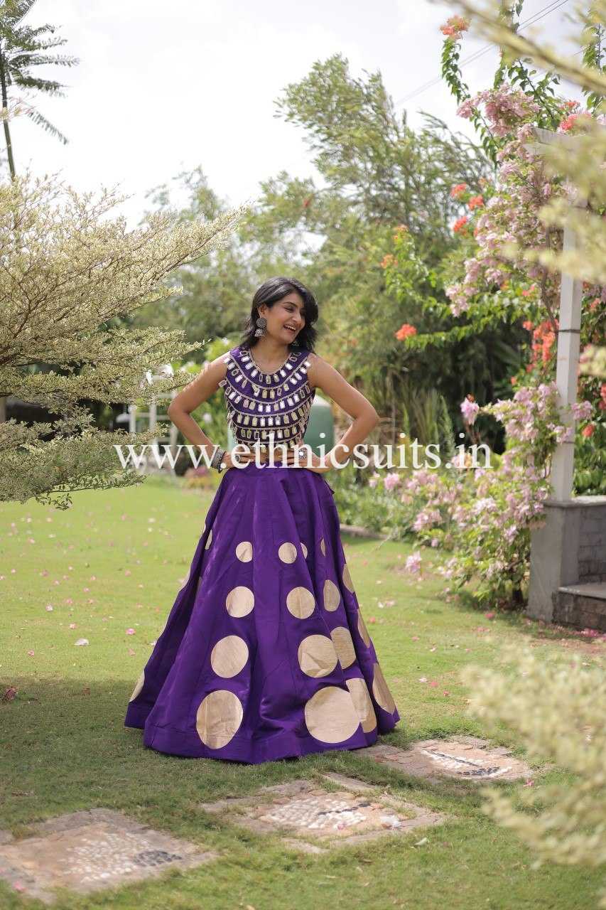 Designer Navy Blue Chaniya with Fancy Mirror work Choli for Navratri