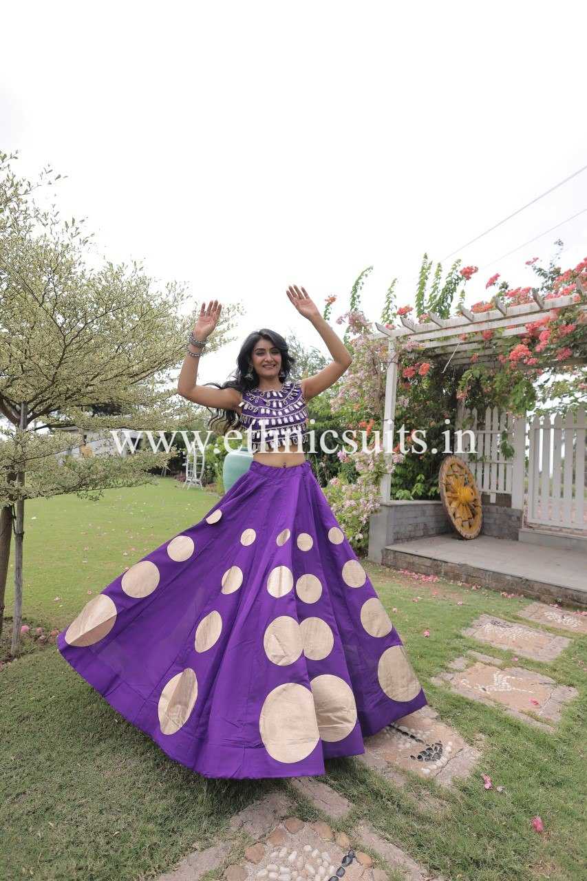 Designer Navy Blue Chaniya with Fancy Mirror work Choli for Navratri