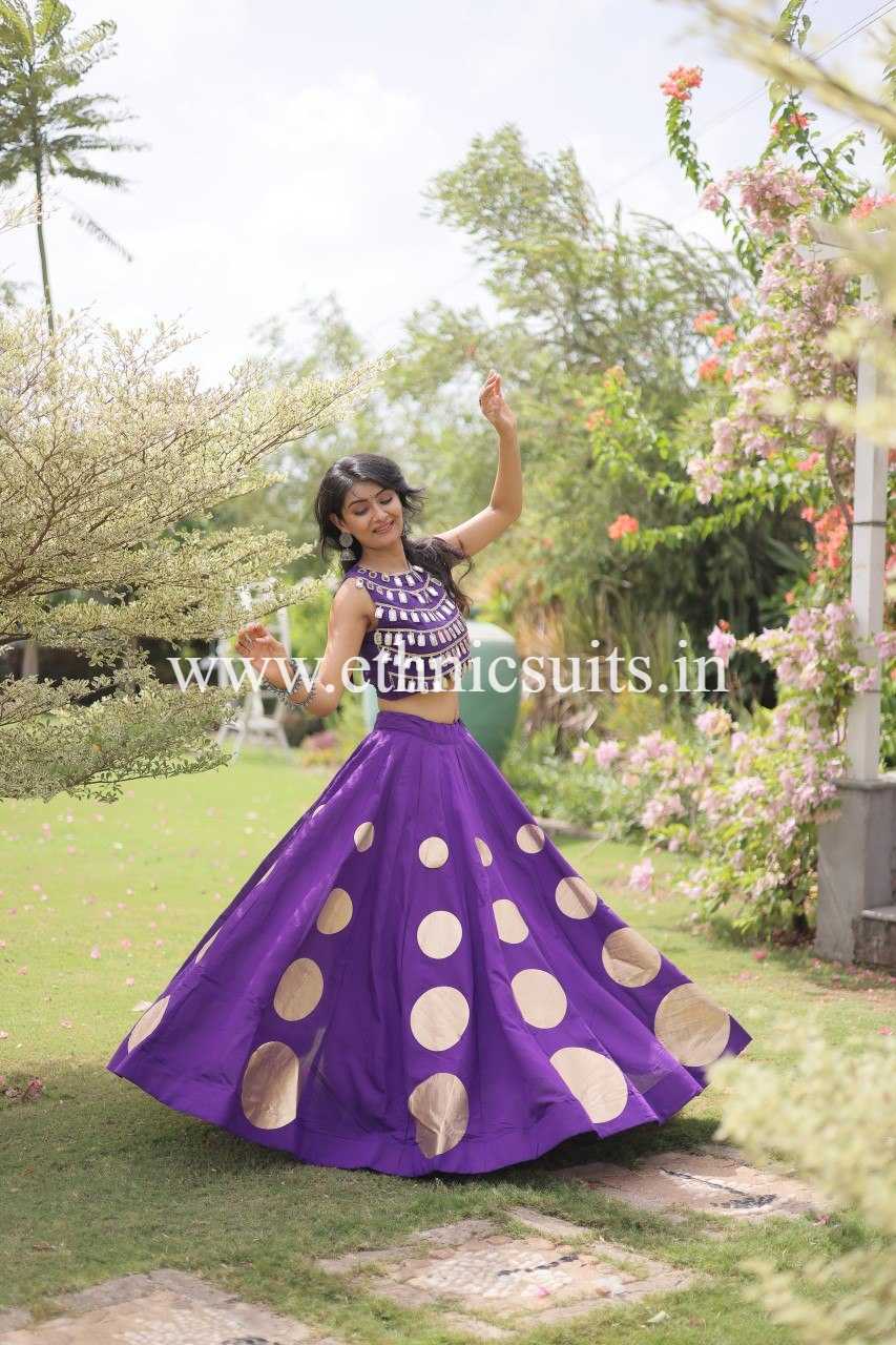 Designer Navy Blue Chaniya with Fancy Mirror work Choli for Navratri
