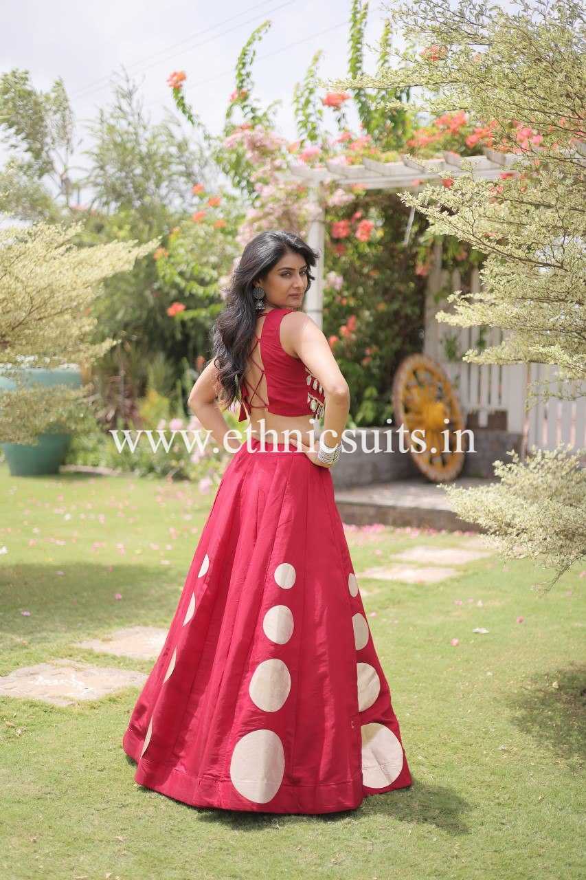Designer Red Chaniya with Fancy Mirror work Choli for Navratri