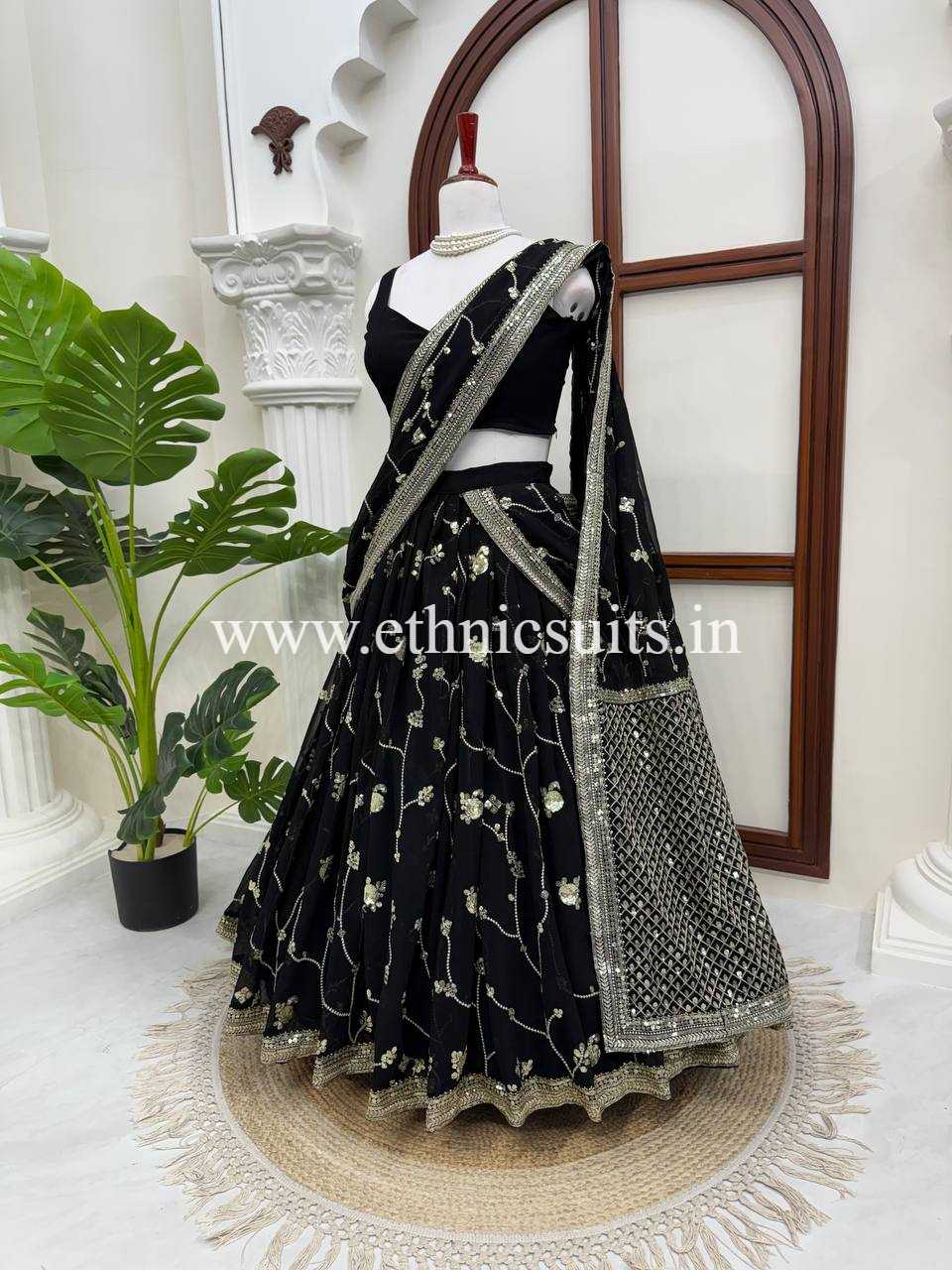 Festive Wear Black Designer Lehenga Saree