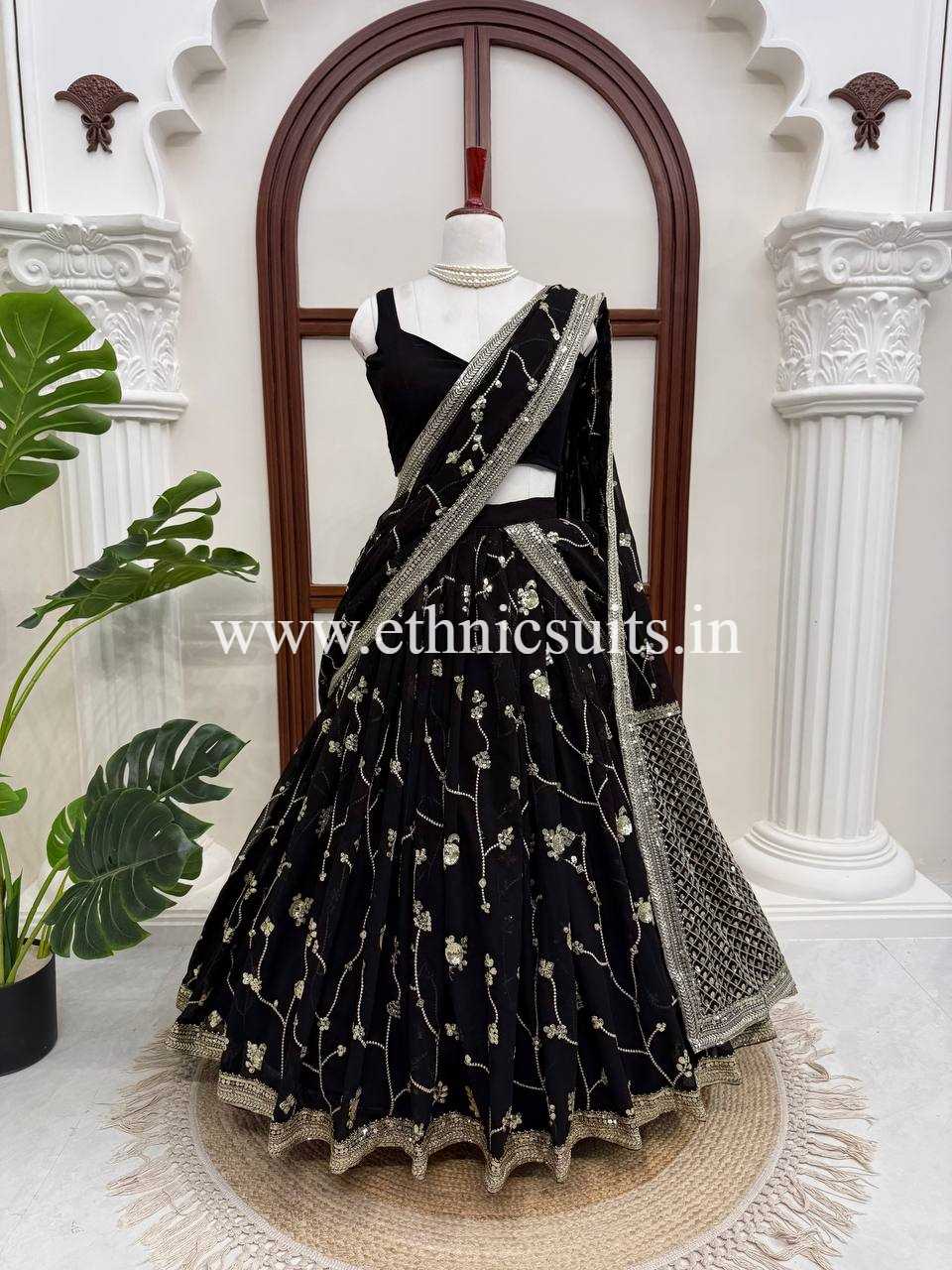 Festive Wear Black Designer Lehenga Saree