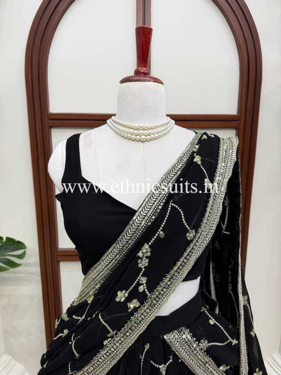 Festive Wear Black Designer Lehenga Saree