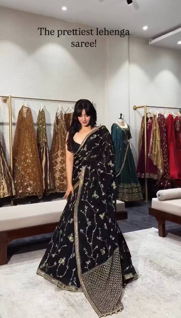 Festive Wear Black Designer Lehenga Saree