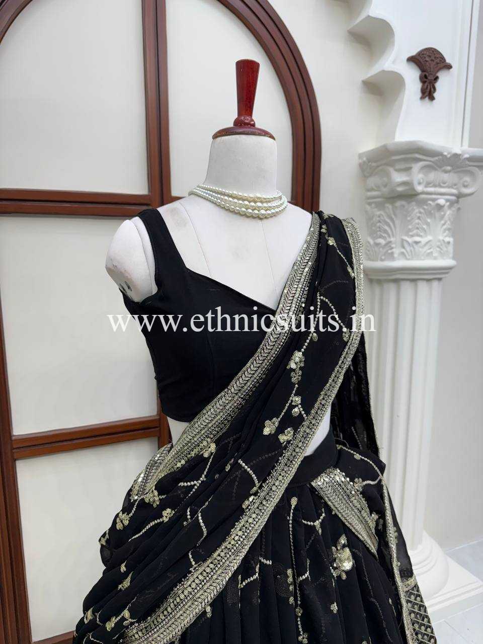 Festive Wear Black Designer Lehenga Saree