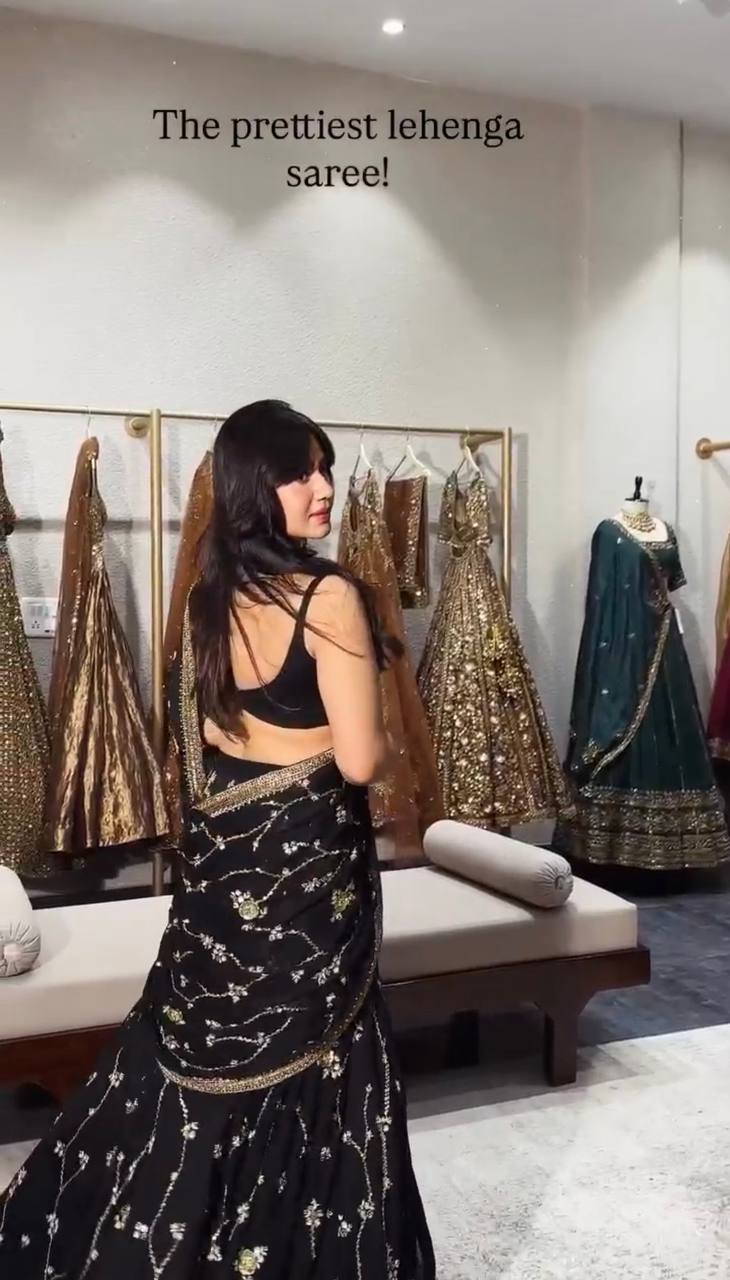 Festive Wear Black Designer Lehenga Saree