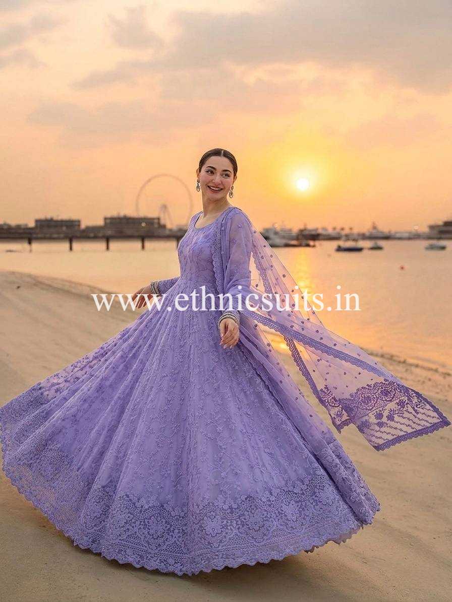 Hania Amir Inspired Blue Anarkali Suit