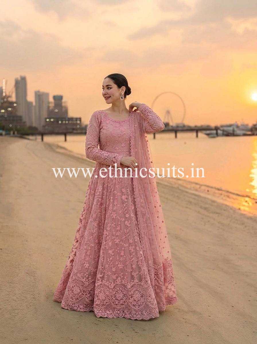 Hania Amir Inspired Pink Anarkali Suit