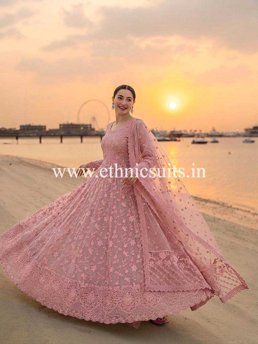 Hania Amir Inspired Pink Anarkali Suit