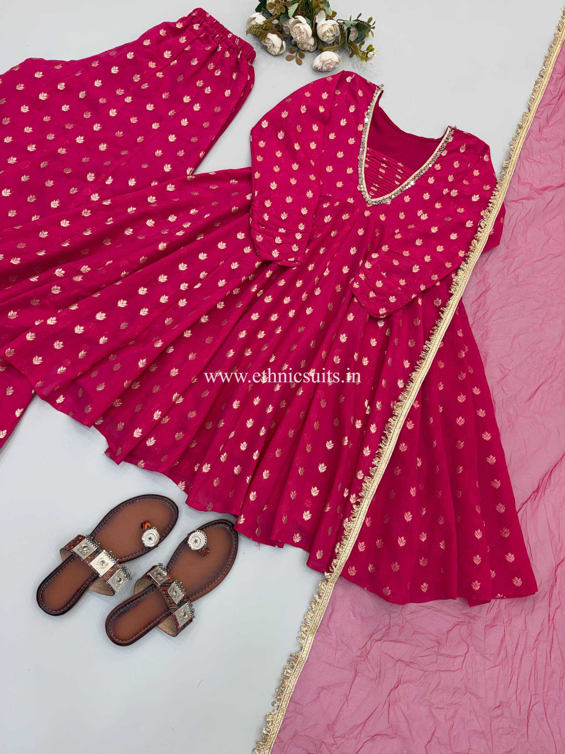 Inspired Pink Georgette Sharara Set