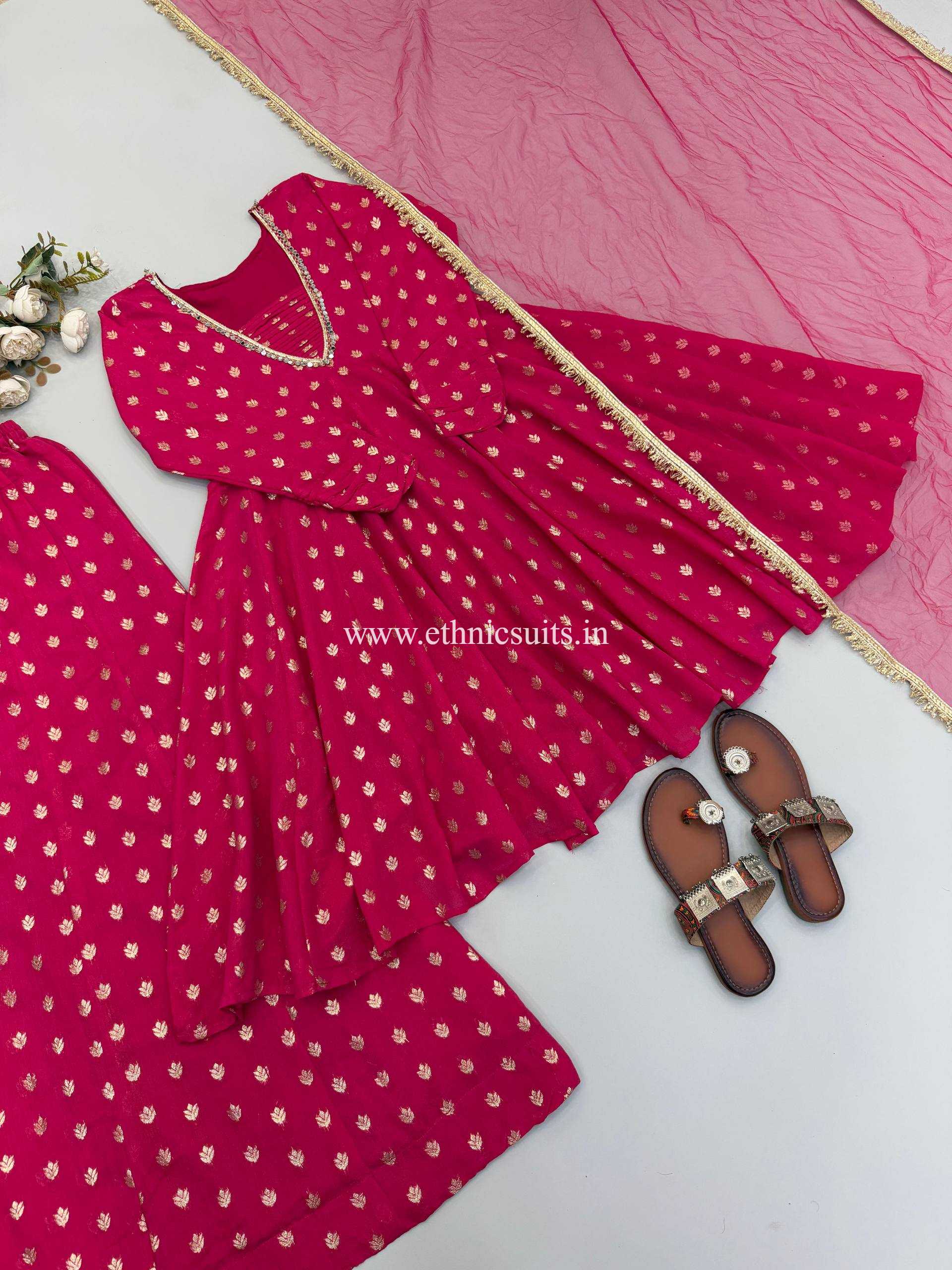 Inspired Pink Georgette Sharara Set