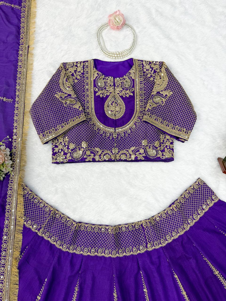 Jhanvi Kapoor Inspired Purple Lehenga Blouse