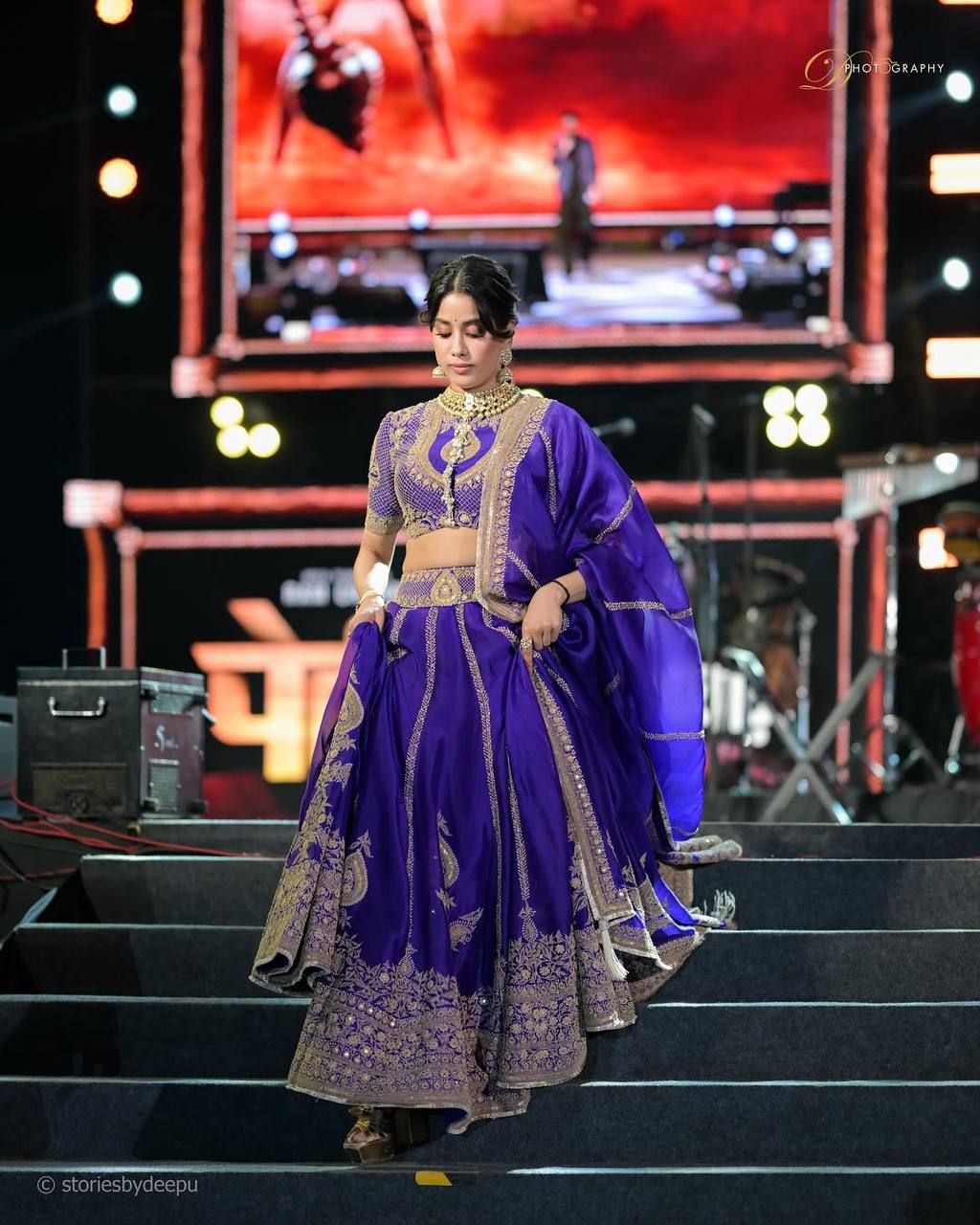 Jhanvi Kapoor Inspired Purple Lehenga Blouse