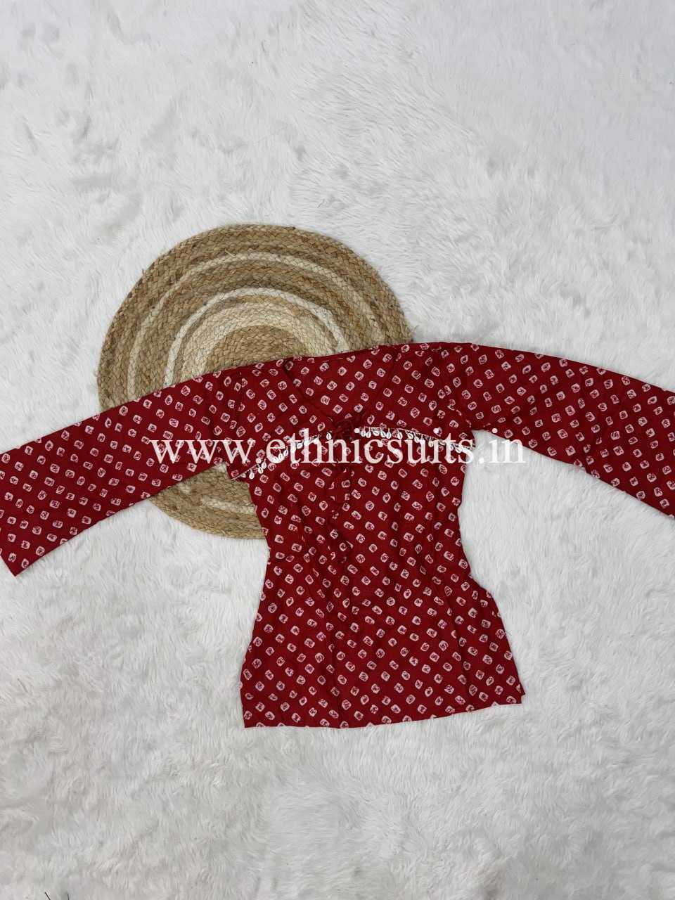Marron Cotton Printed Boat Neck kurta with Bottom