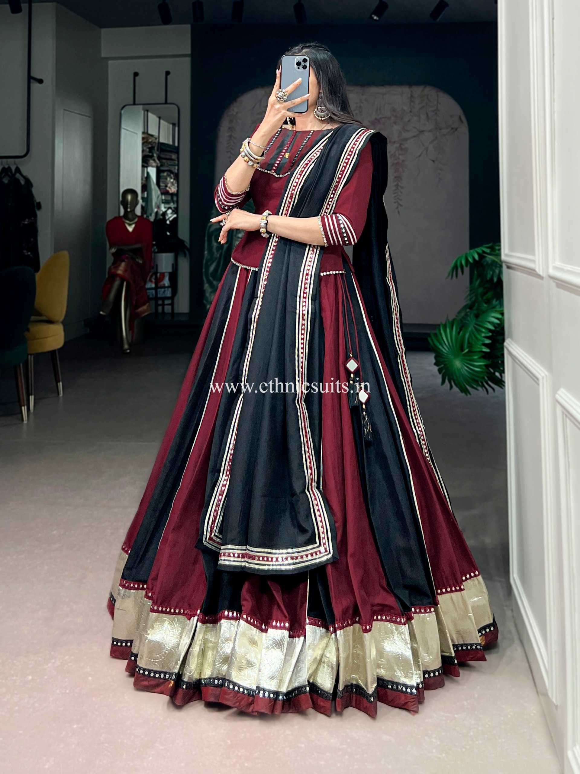 Marron black Color Long Blouse Chaniya Choli for Navratri