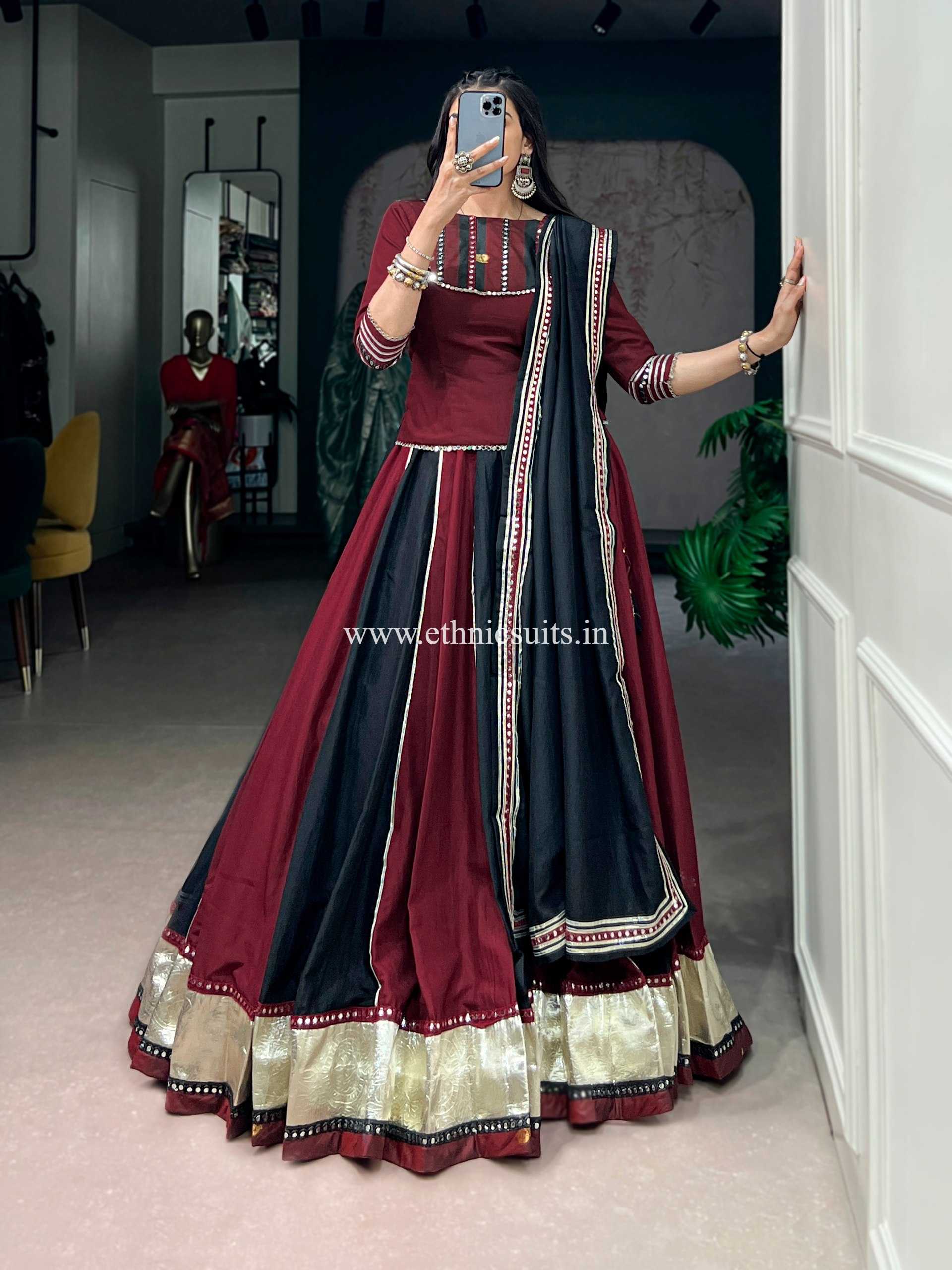 Marron black Color Long Blouse Chaniya Choli for Navratri
