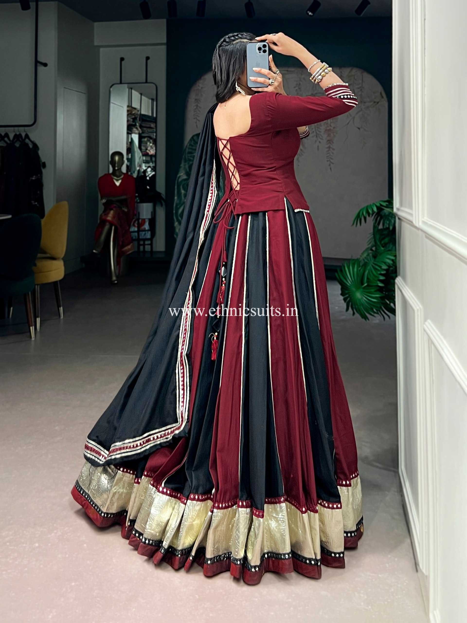 Marron black Color Long Blouse Chaniya Choli for Navratri