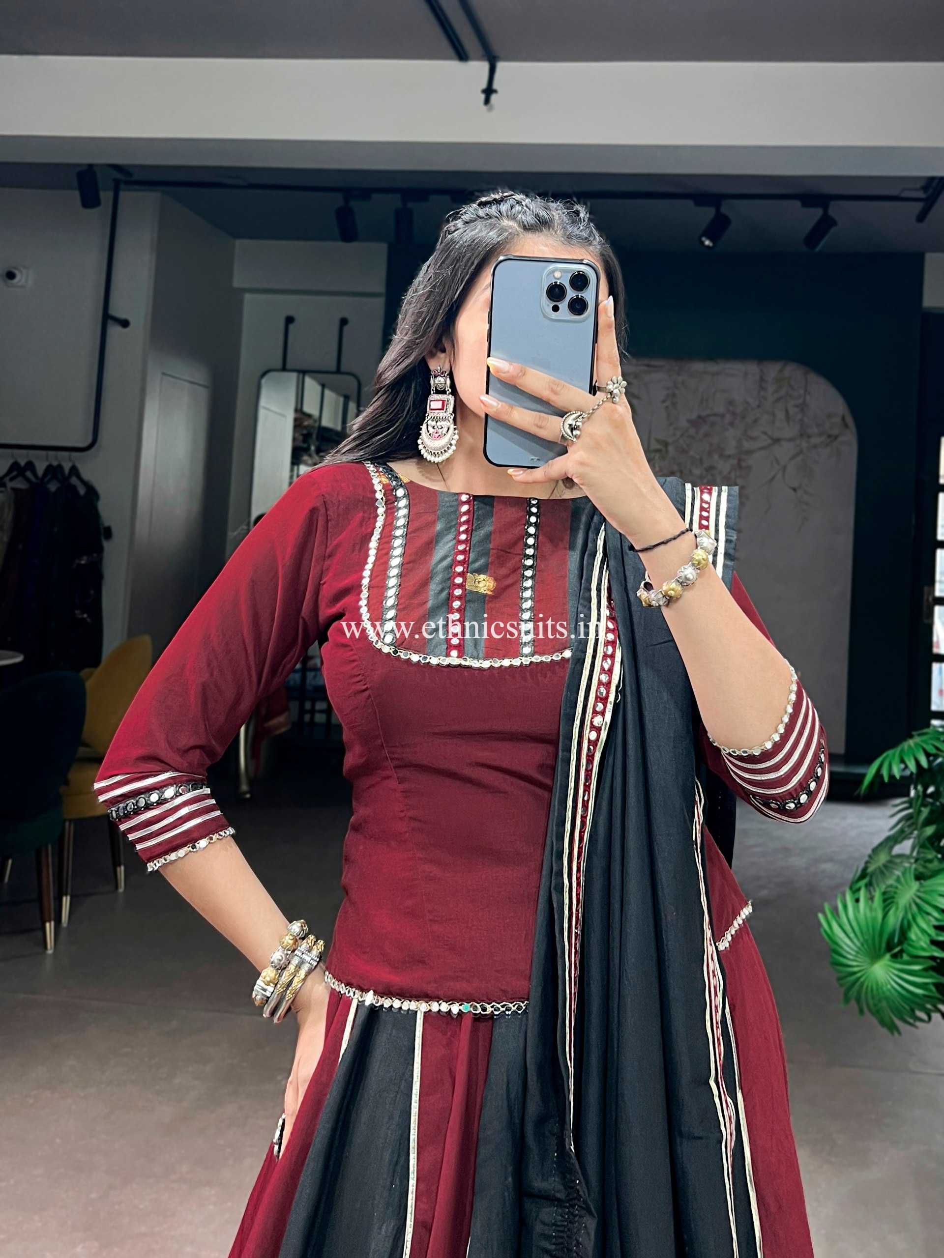 Marron black Color Long Blouse Chaniya Choli for Navratri