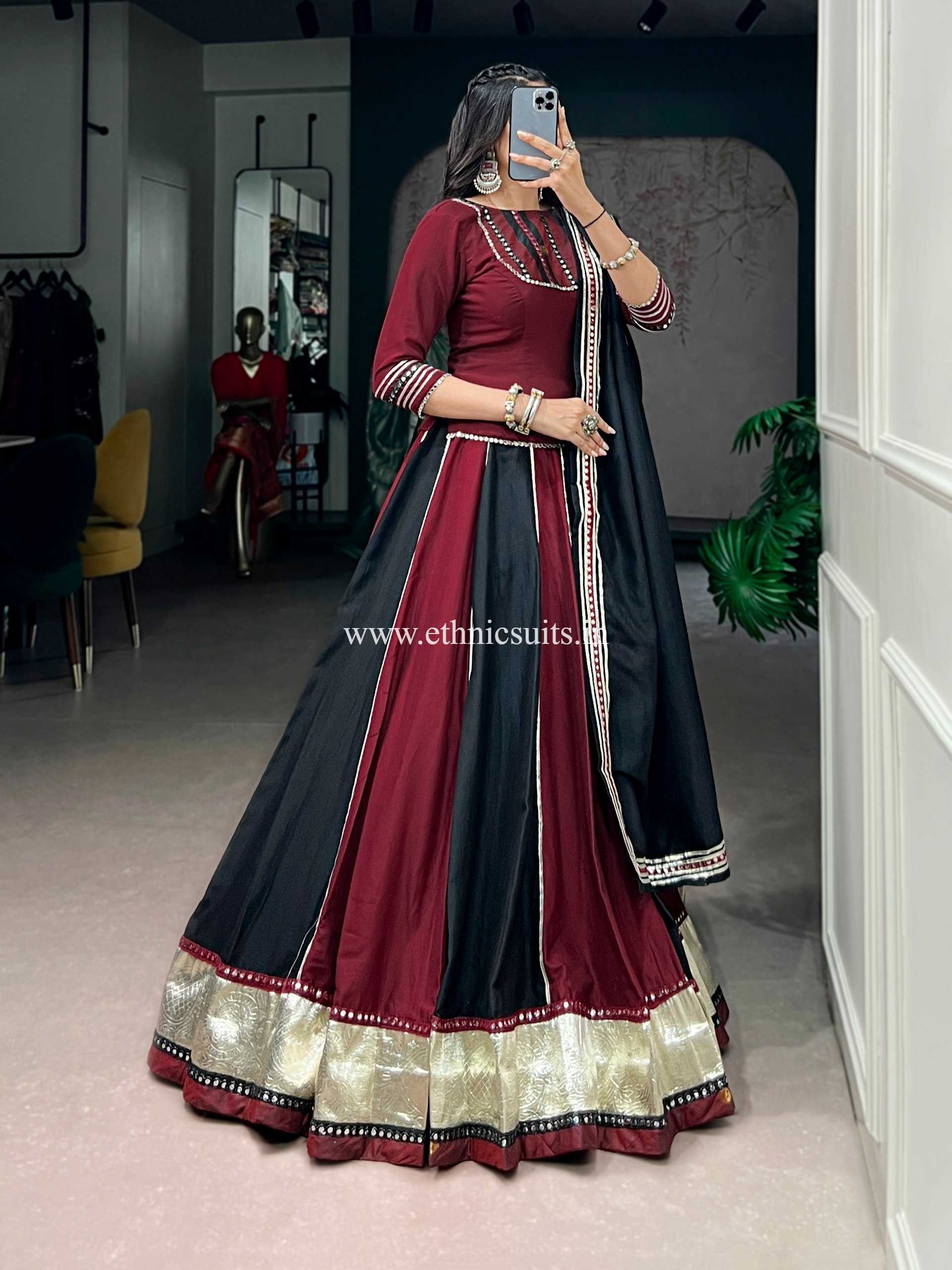 Marron black Color Long Blouse Chaniya Choli for Navratri