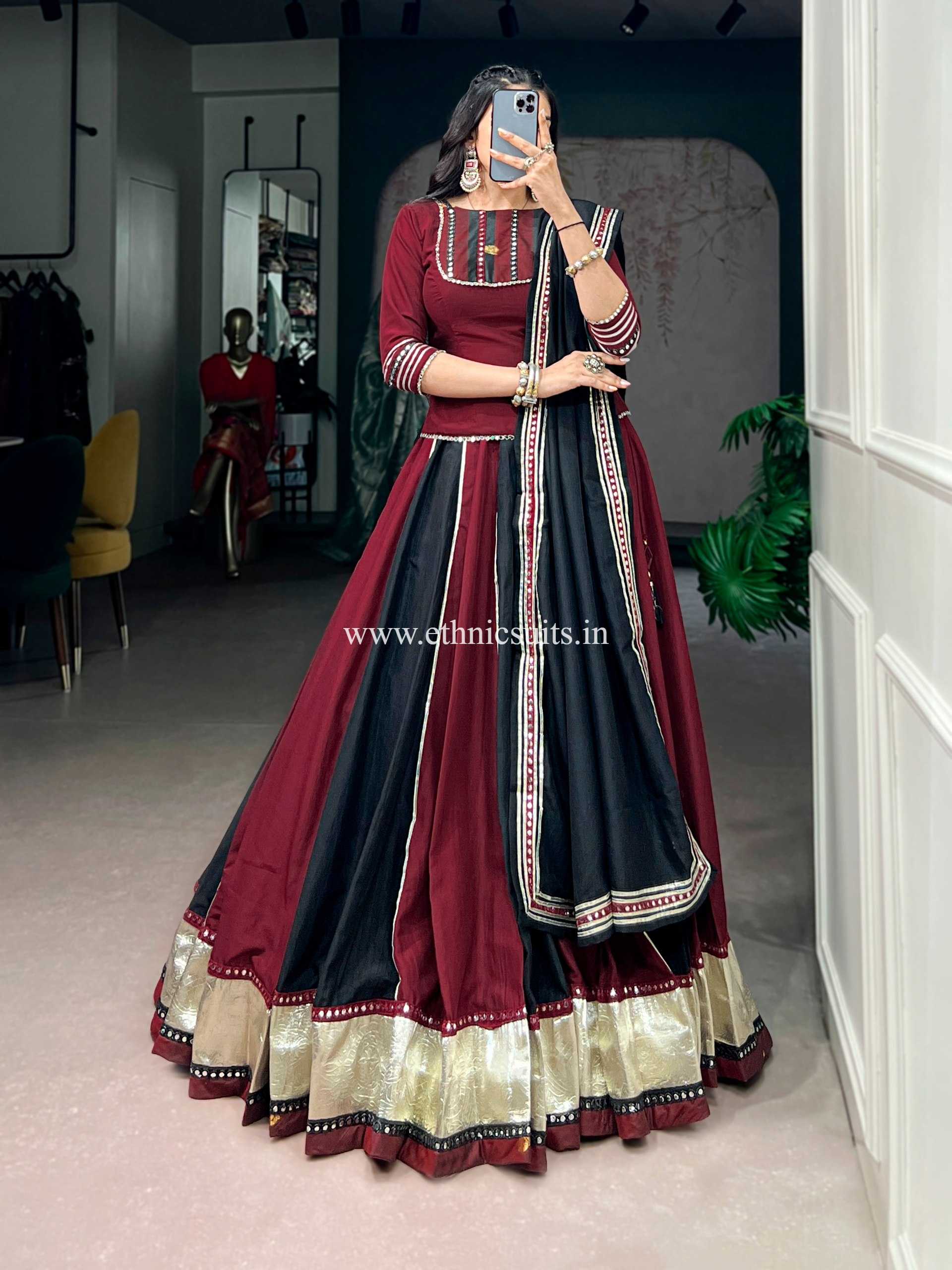 Marron black Color Long Blouse Chaniya Choli for Navratri